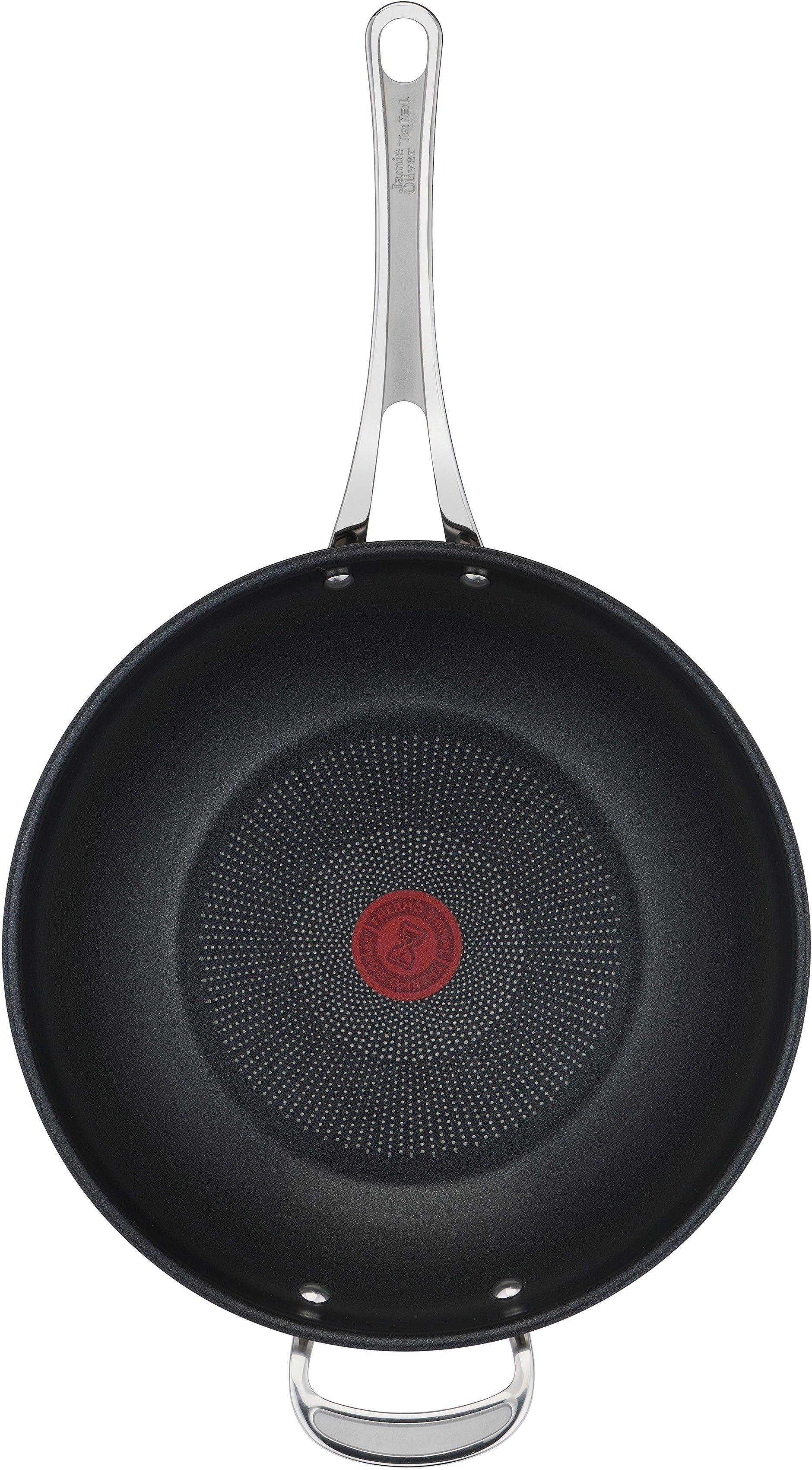 Tefal Wok Jamie Oliver Cook's Classic, Wokpfanne Induktion, Edelstahl (1-tlg), Thermo-Signal bei idealer Brattemperatur, Antihaftversiegelung