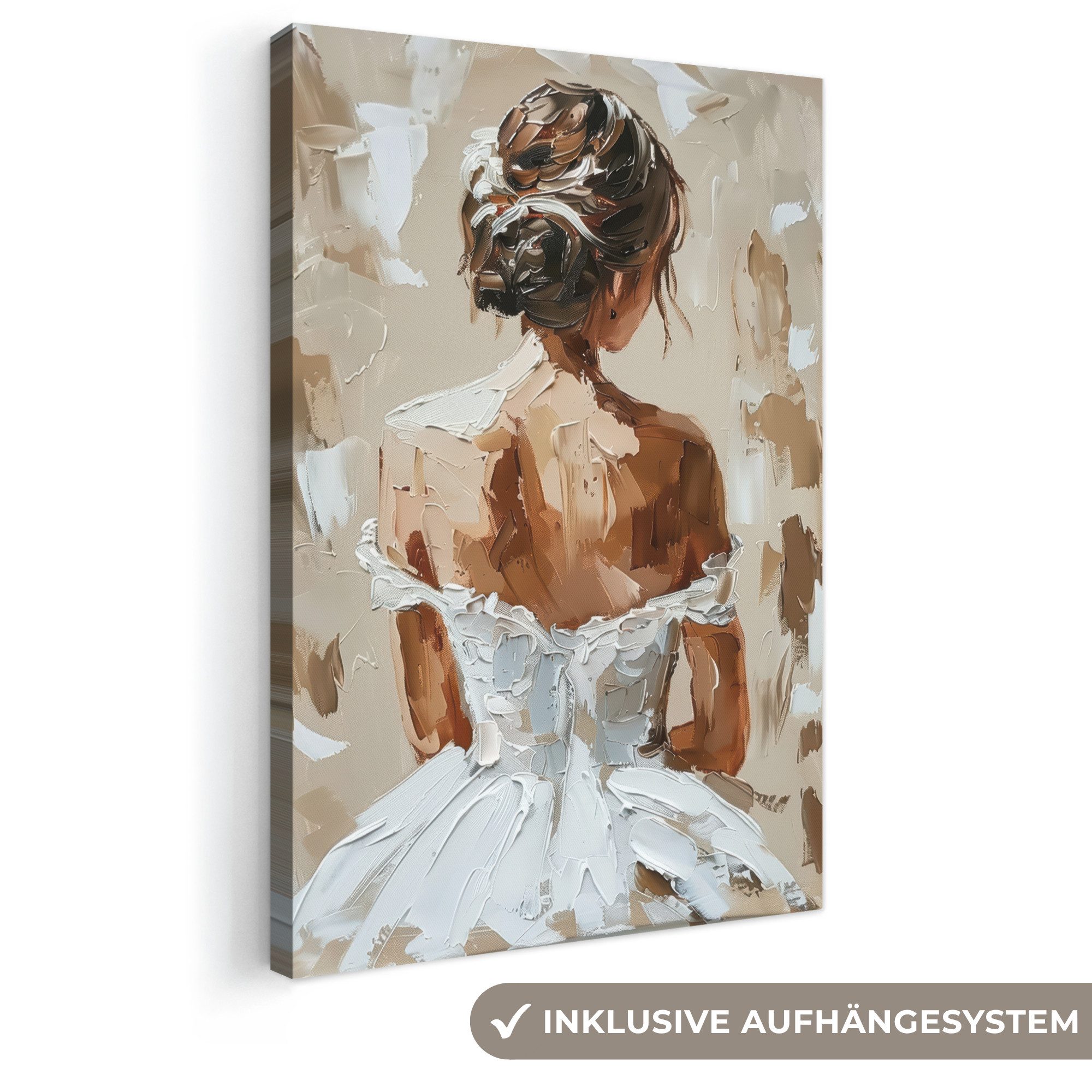OneMillionCanvasses® Leinwandbild Frau - Farbe - Abstrakt - Beige - Modern, Fotodruck (1 St), Leinwand Canvas Wandbild, Wanddekoration 20x30 cm