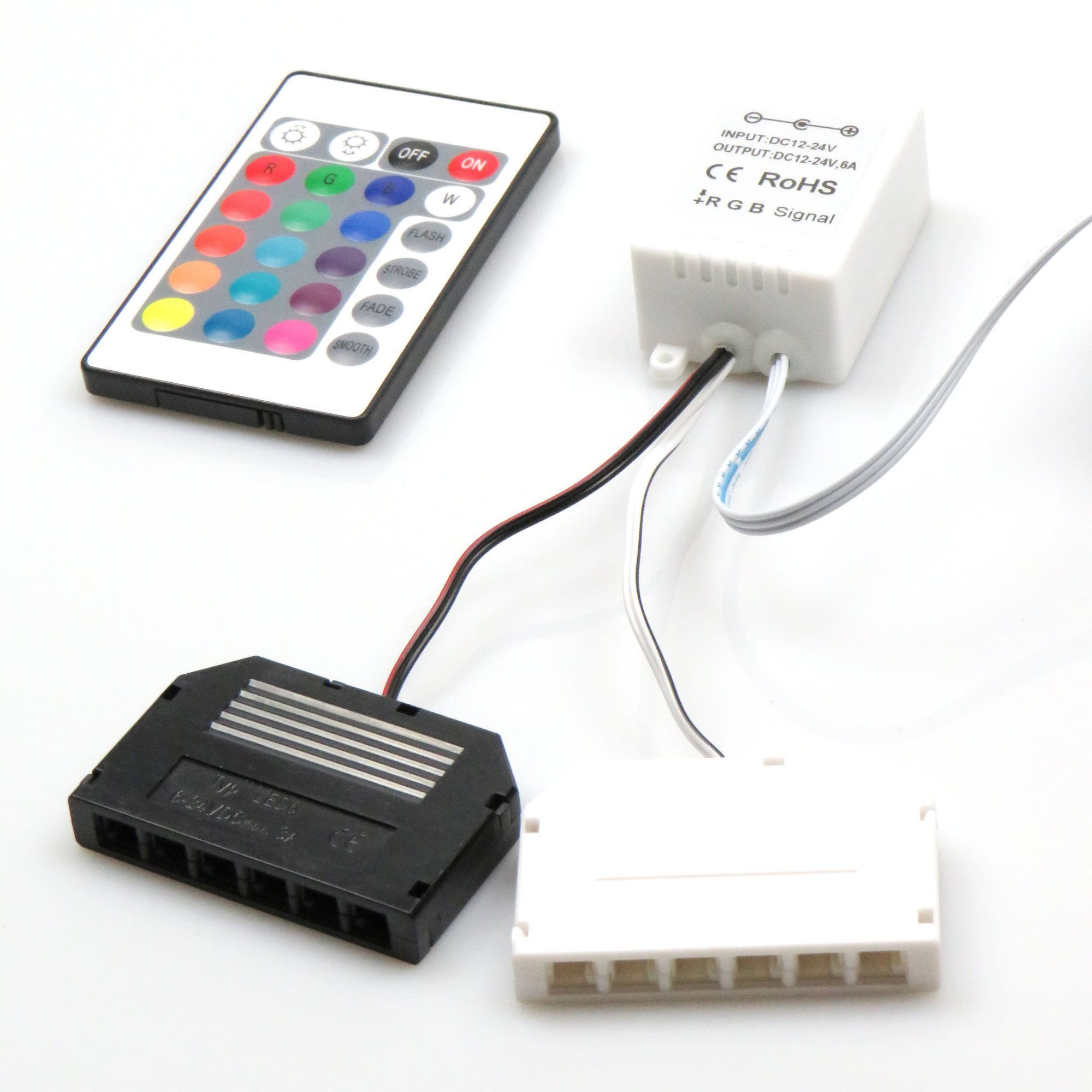 kalb LED Glaskantenbeleuchtung LED RGB Glaskantenbeleuchtung Vitrinenbeleuchtung Clip Glas, 4er Set