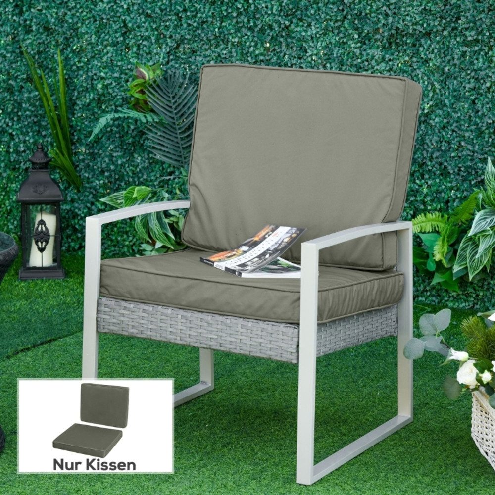 CHICFURN Sitzkissen 2-teilige Stuhlkissen mit Reißverschluss, 7 cm dick, Stoffbezug, waschbar, 56 x 52 cm, dunkelgrau