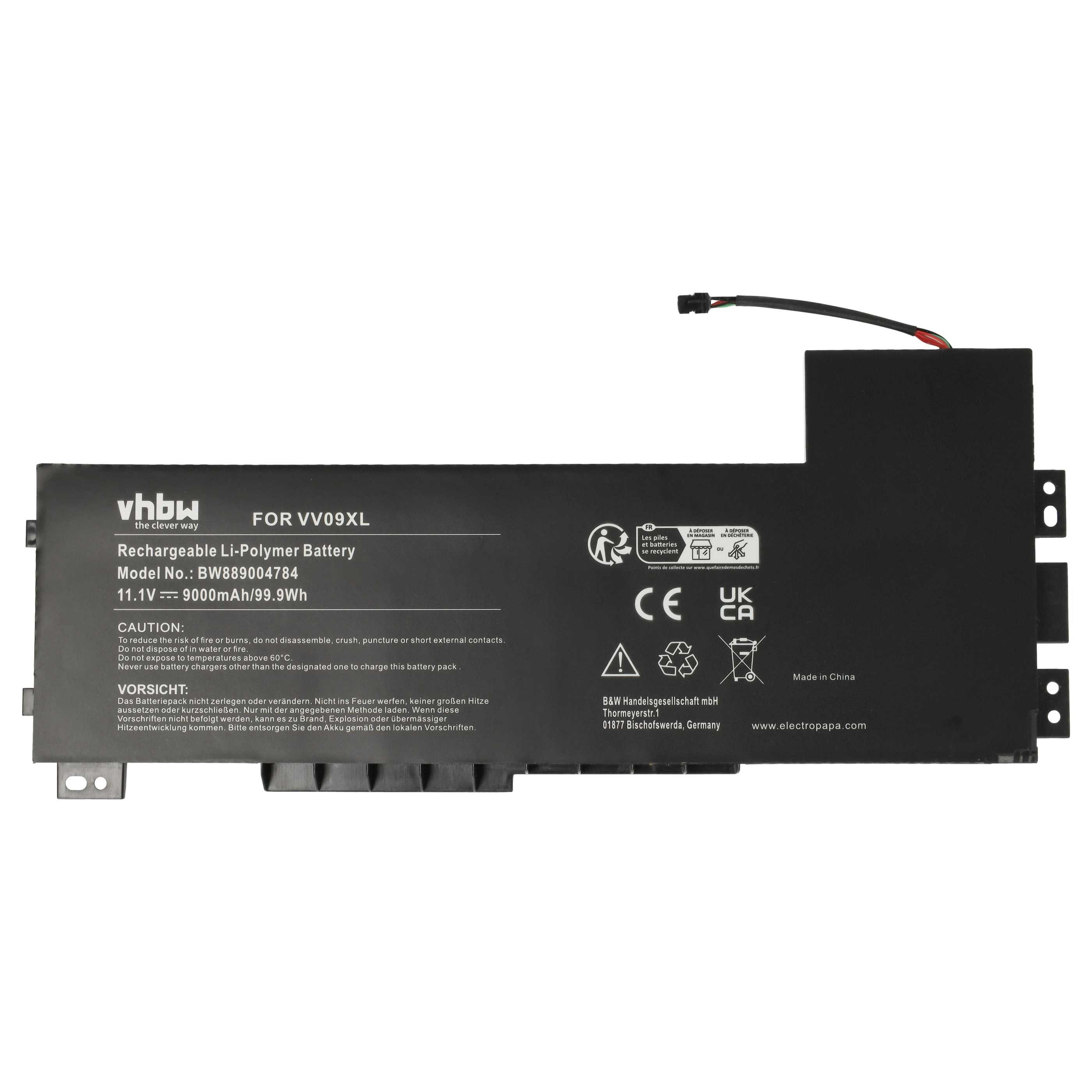 vhbw Akku passend für HP ZBook 17 G3 mobile Workstation (9000 mAh, 11,1 V, Laptop-Akku Akku Li-Ion 9000 mAh (11,1 V, 1 St), Leistungsfähiger Austausch-Akku für Notebook, Wiederaufladbar, Jede