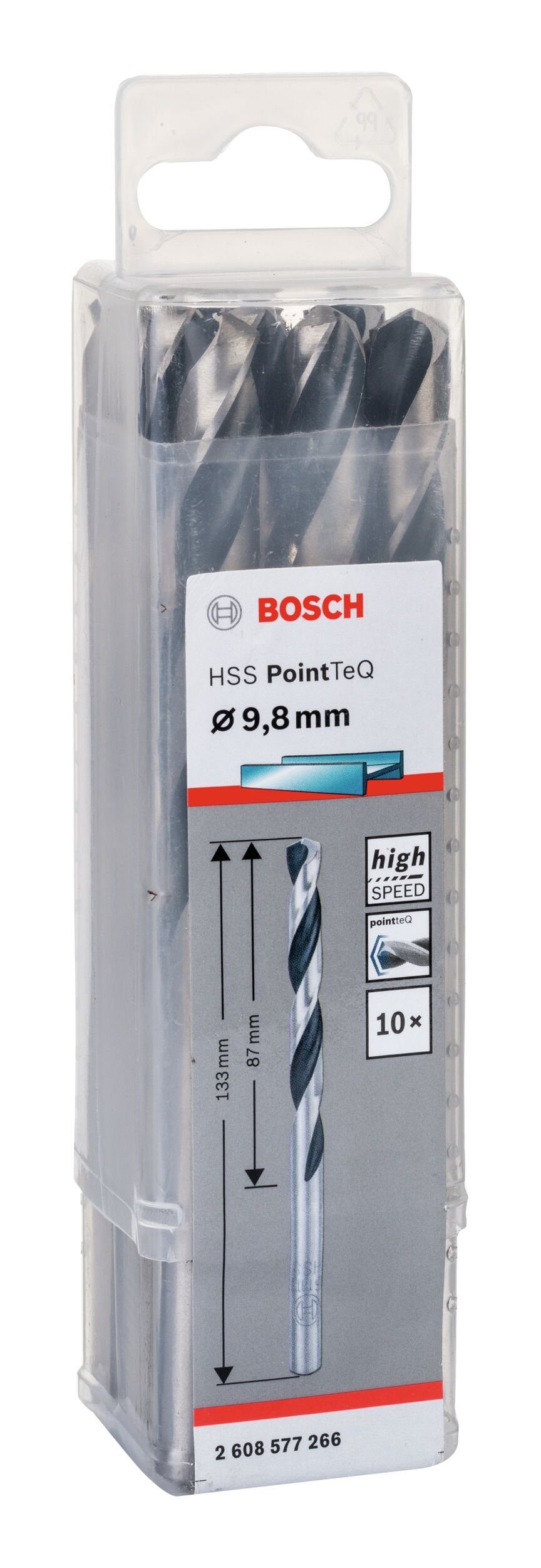 BOSCH mm 9,8 10er-Pack (DIN - PointTeQ Metallspiralbohrer HSS Stück), (10 - 338) Metallbohrer,