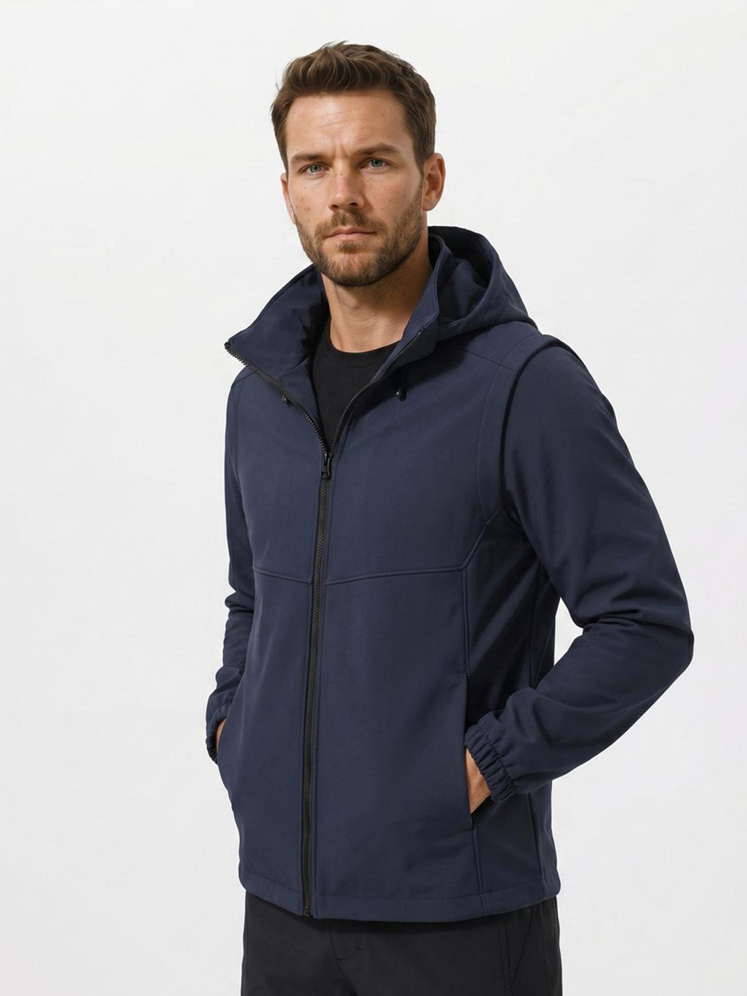 YOUTHUP Funktionsjacke Herren Softshelljacke mit Kapuze gefüttert leichte Funktionsjacke