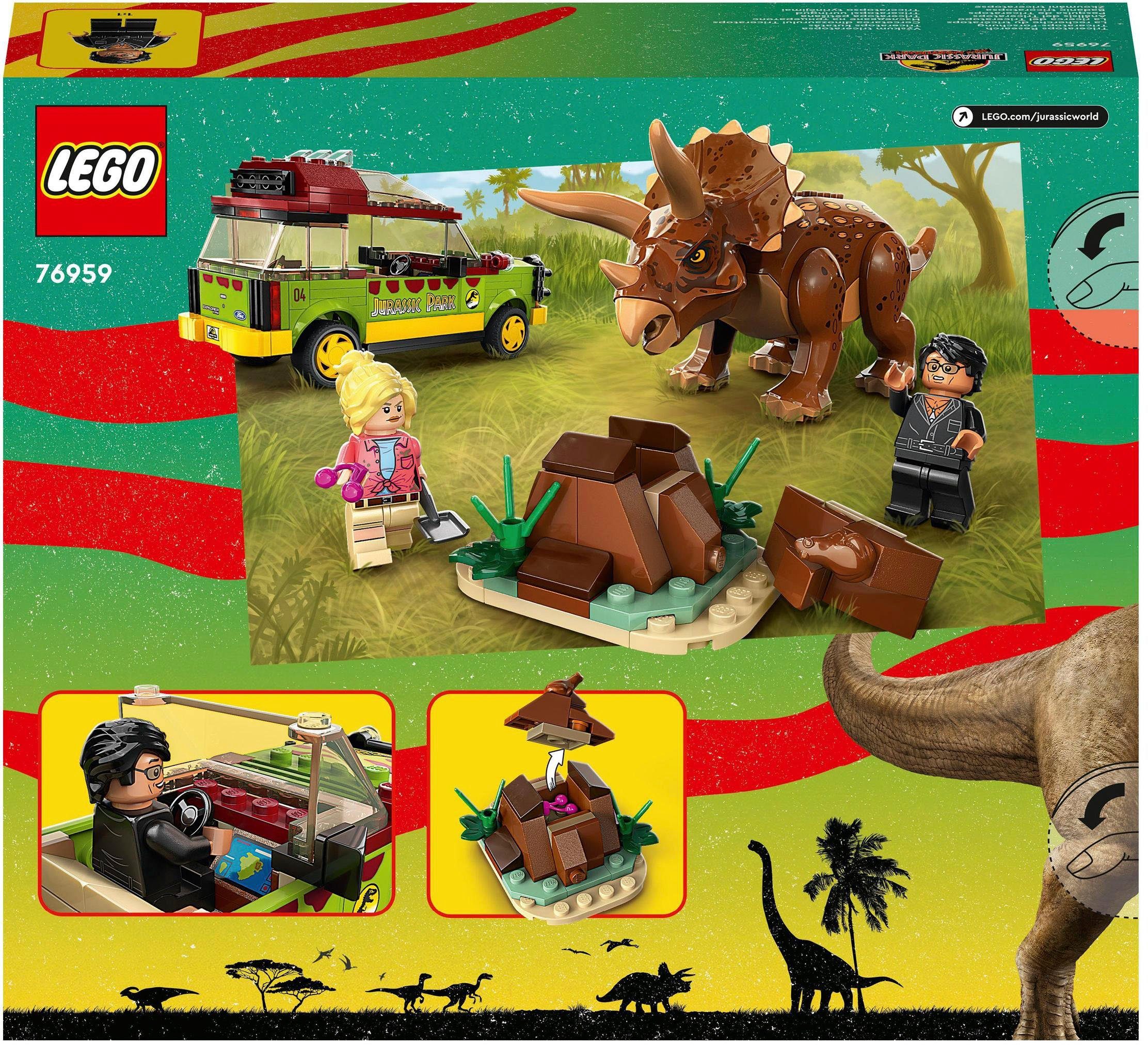 (281 Konstruktionsspielsteine LEGO® Made LEGO® Jurassic in Park, Europe (76959), St), Triceratops-Forschung