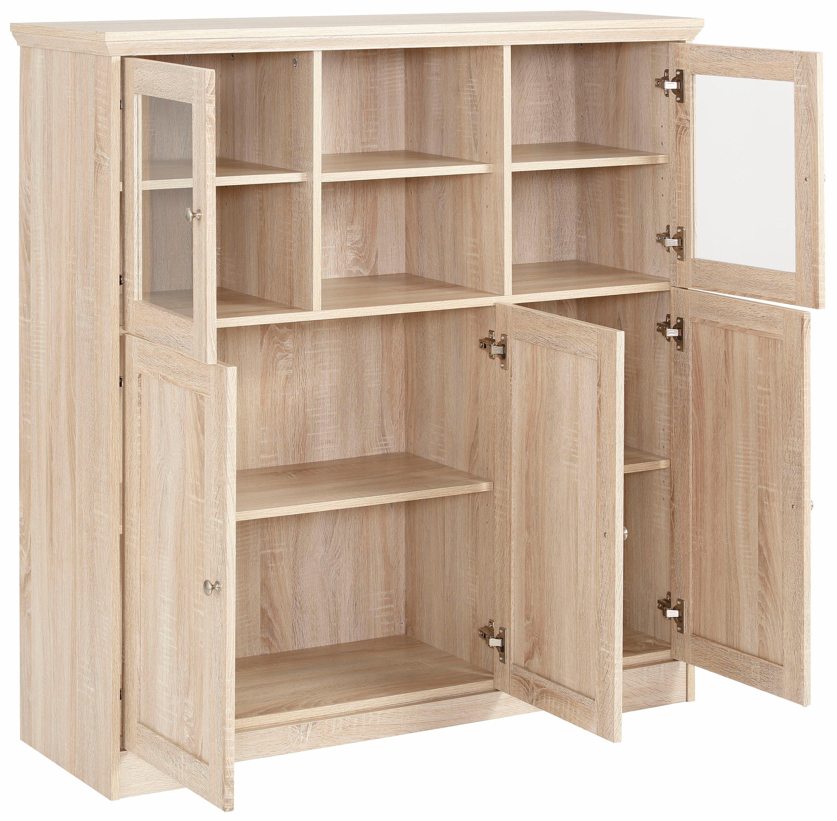 Home affaire Highboard Nanna, Vitrine in Eichen-Optik, Breite 118 cm