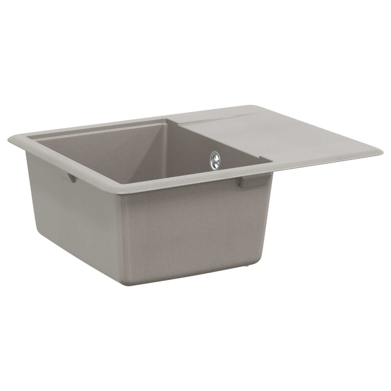 vidaXL Granitspüle Waschbecken 80% Quarz und 20% Harz 560 x 460 mm Grau, Rechteckig, 5/560 cm, (1 St)