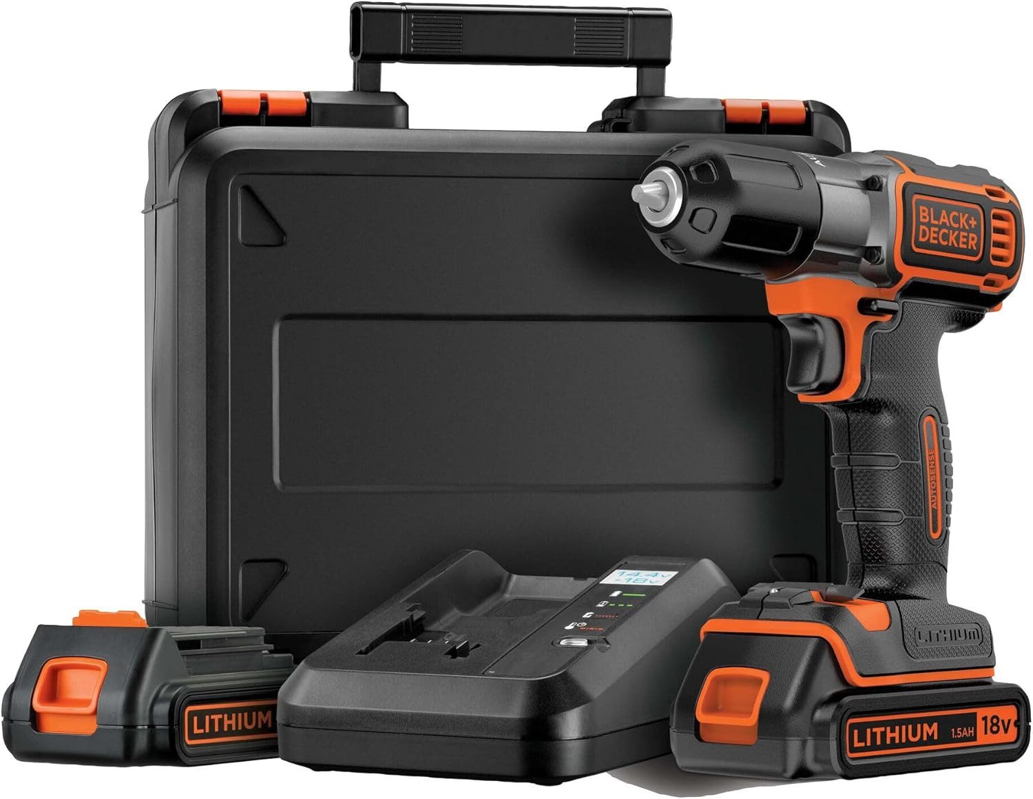 Black + Decker Akku-Bohrschrauber Akku-Bohrschrauber + 2 Akkus, LED-Arbeitslicht, Holz und Metall, (1-tlg)