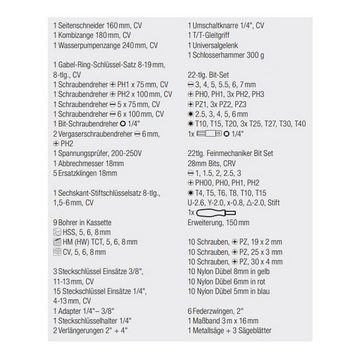 kwb Werkzeugset Werkzeug-Koffer inkl. Werkzeug-Set, 199-teilig, gefüllt, robust und