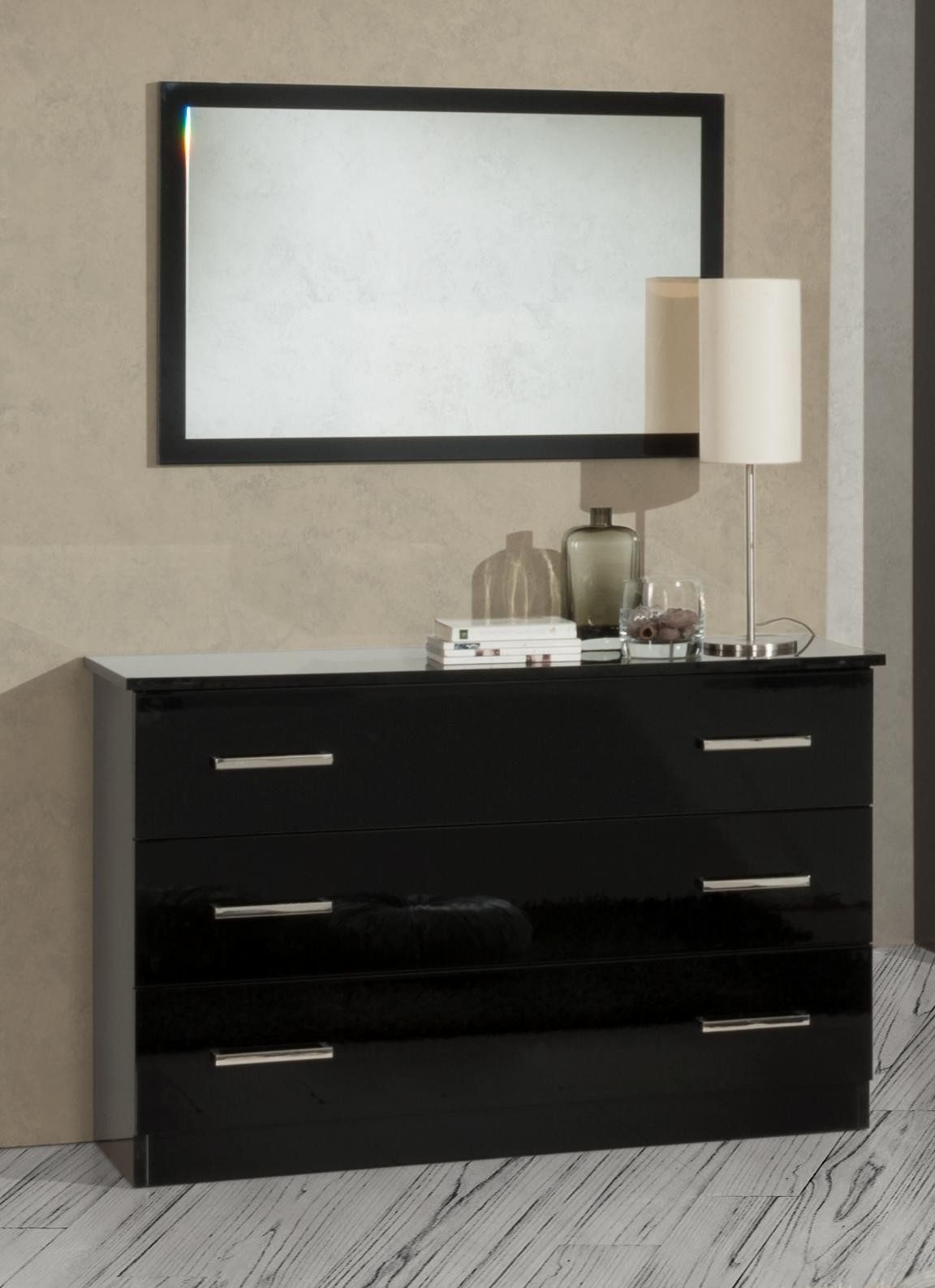 Xlmoebel Kommode Buffet Anrichte mit Spiegel aus echtem Holz, 2-teiliges Set, Made in Europa