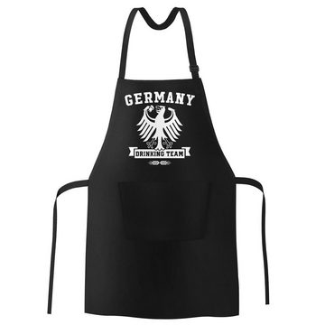 MoonWorks Grillschürze Grill-Schürze für Männer mit WM Deutschland Germany Drinking Team Motiv Baumwoll-Schürze Grill-schürze Küchenschürze Moonworks®, mit kreativem Aufdruck