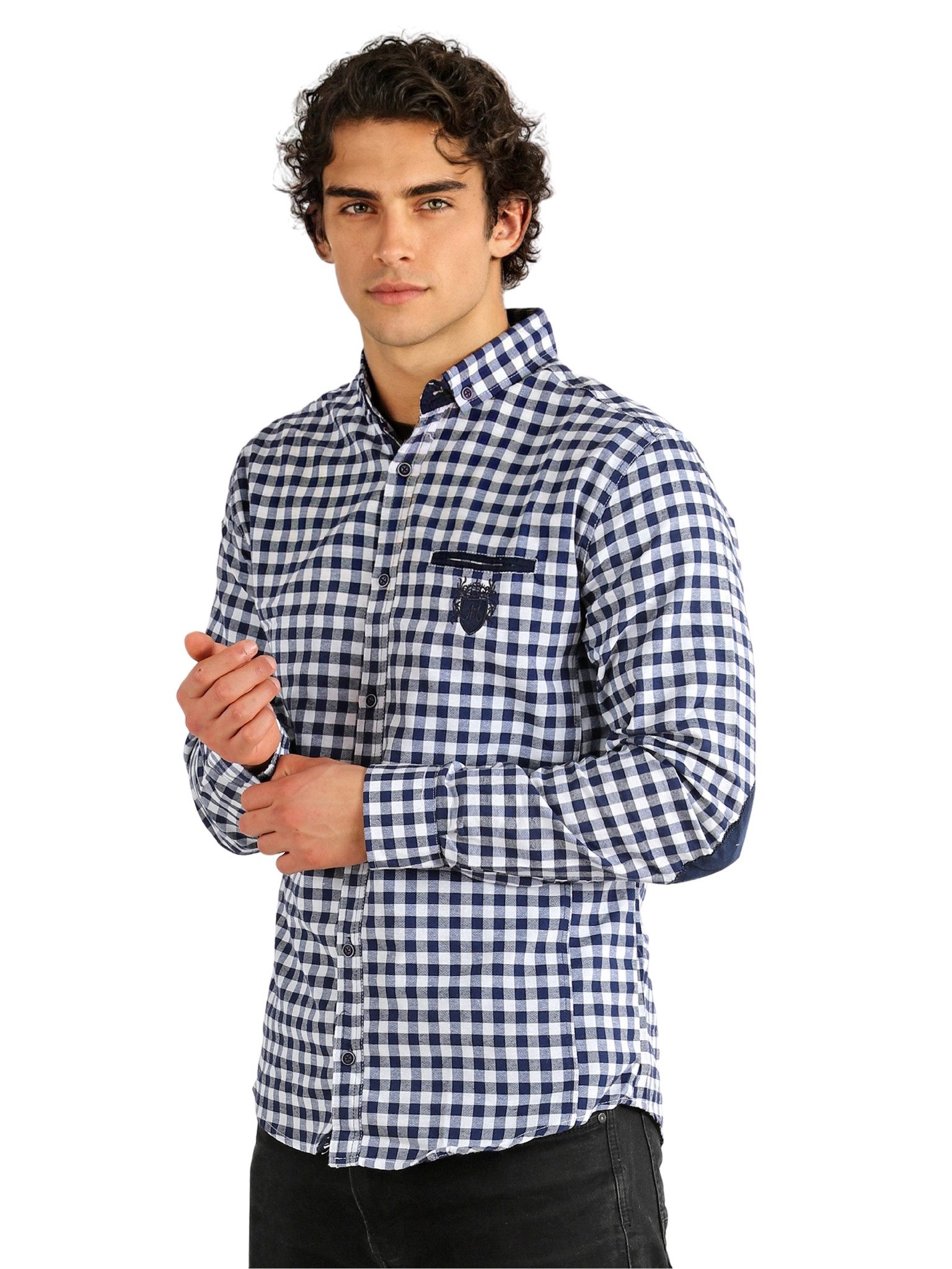 Megaman Jeans Langarmhemd Herren Langarmhemd elegant und sportlich Premium
