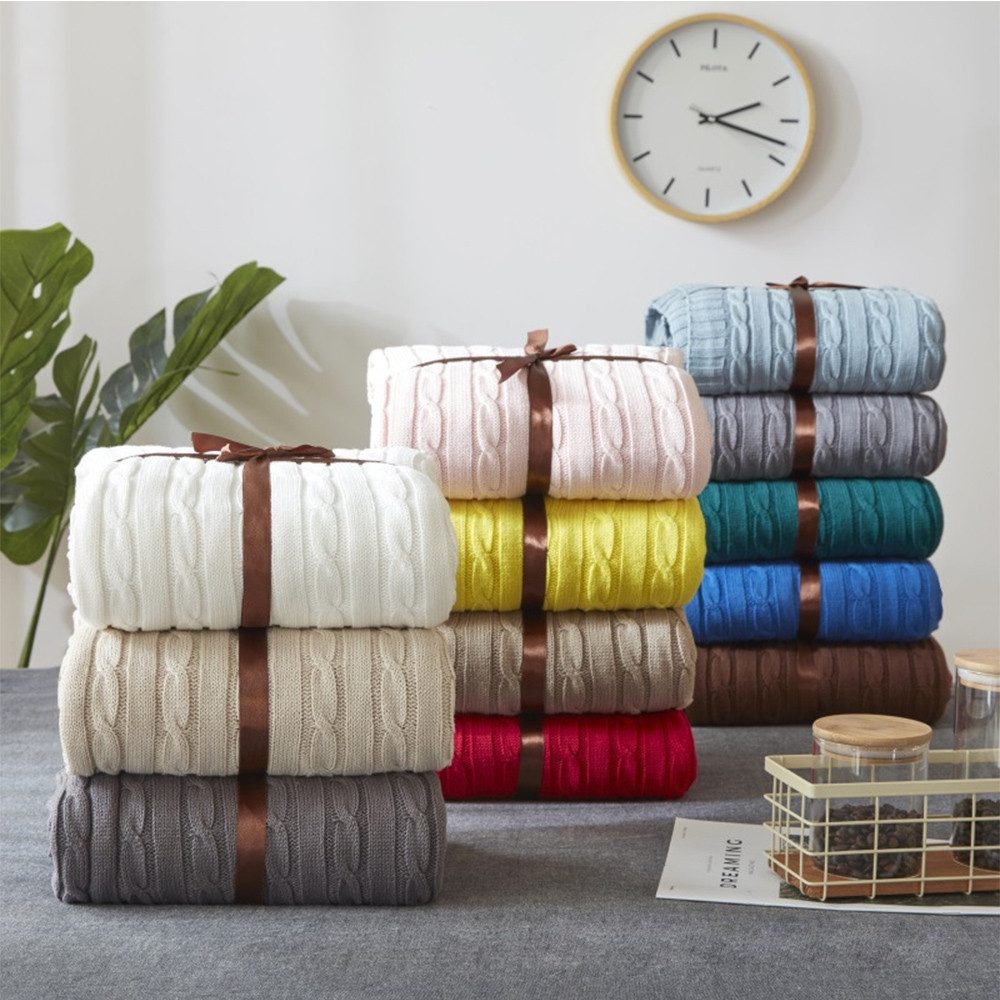 Einschlagdecke Weiche gestrickte Wolldecke, Sofadecke, Schlafdecke, günstig online kaufen