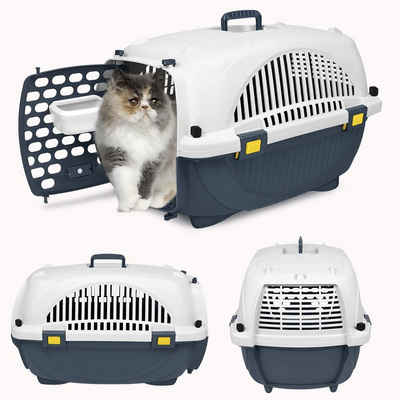 UISEBRT Tiertransportbox Transportbox für Haustiere 60x37x37cm Tiertransporter für Hund & Katze, Transportboxe Tragbar Haustierkäfig Belastung 10kg