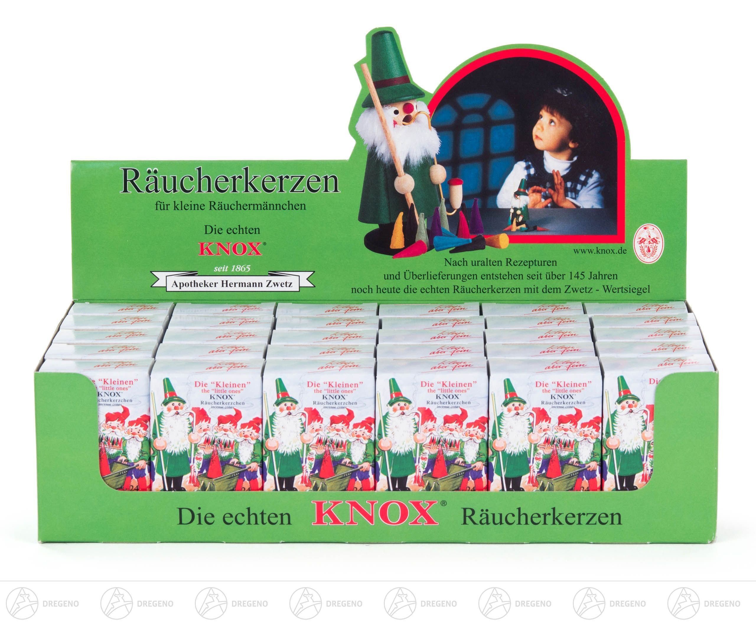 Dregeno Erzgebirge Räuchermännchen Zubehör Verkaufsdisplay KNOX Mini-Räucherkerzen Bunte Mischung, 30
