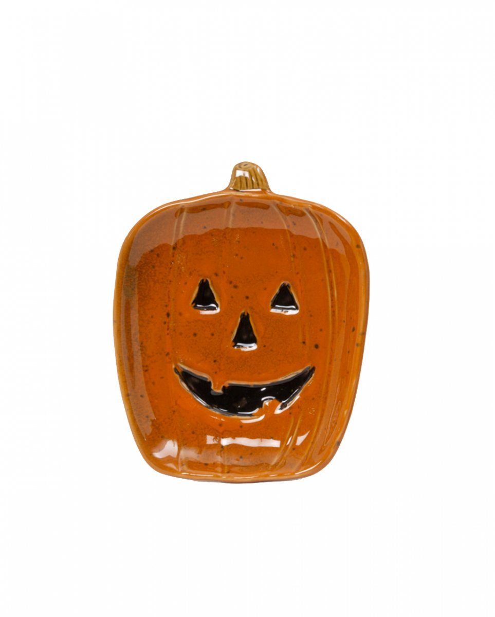 Horror-Shop Dekofigur Halloween Kürbis Keramik cm 17 Orange Teller