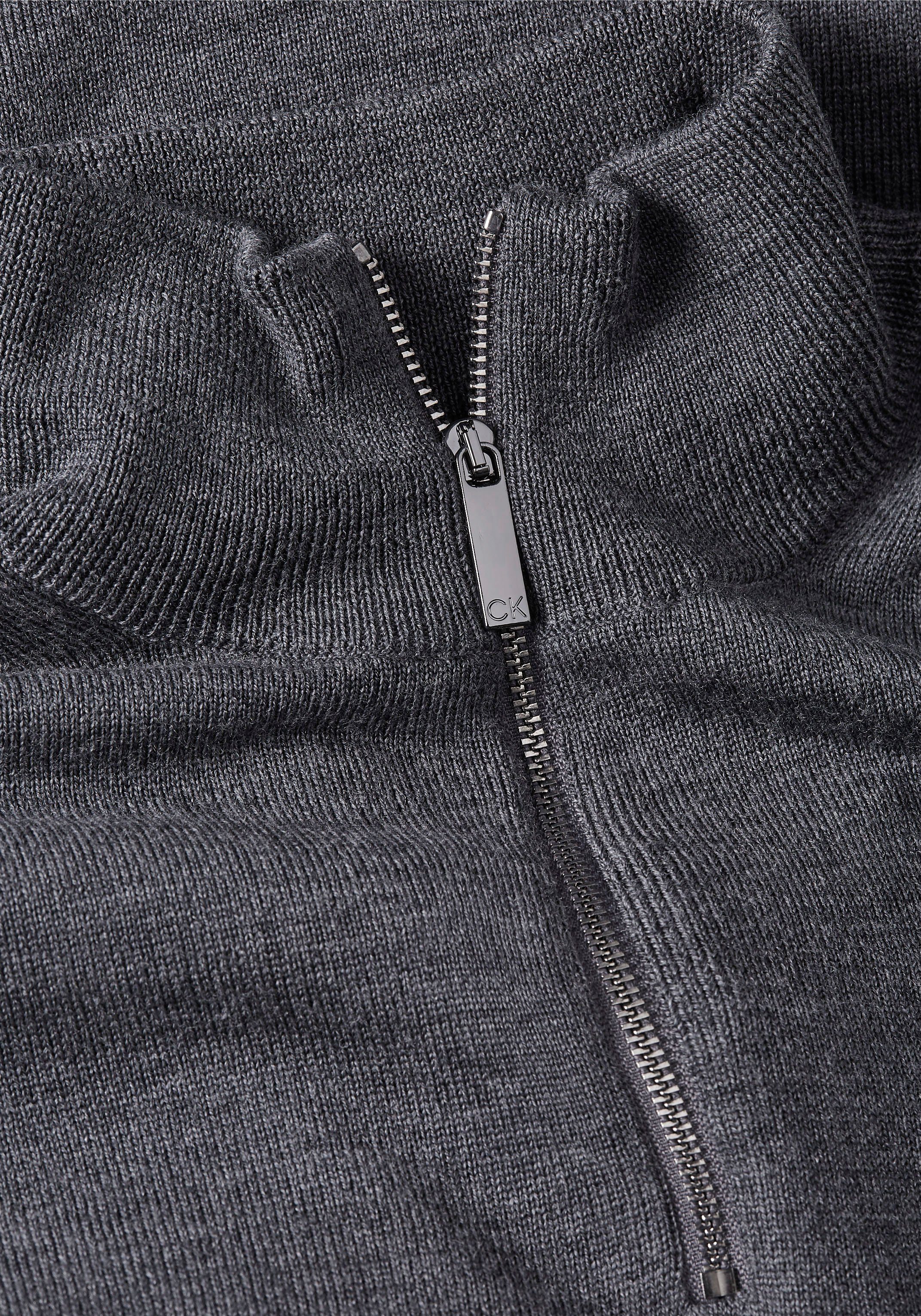 grey Calvin Klein heather QUARTER BT_SUPERIOR WOOL Troyer ZIP dark Big&Tall