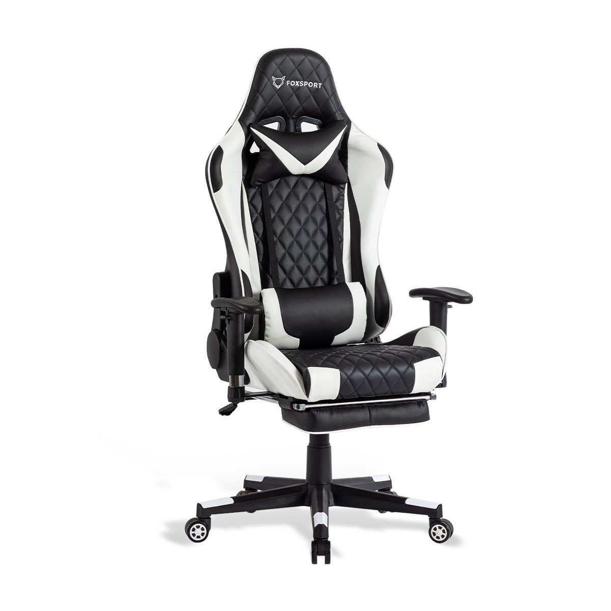 FOXSPORT Gaming-Stuhl Ergonomischer Gaming Stuhl mit Fußstütze weiß