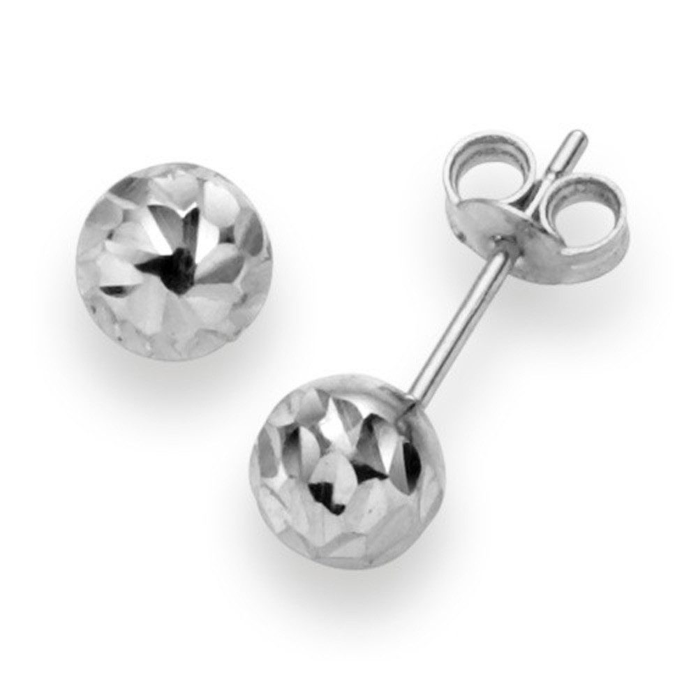 Schmuck Krone Paar Ohrstecker 6mm Kugel Ohrstecker aus 585 Weißgold, Gold 585