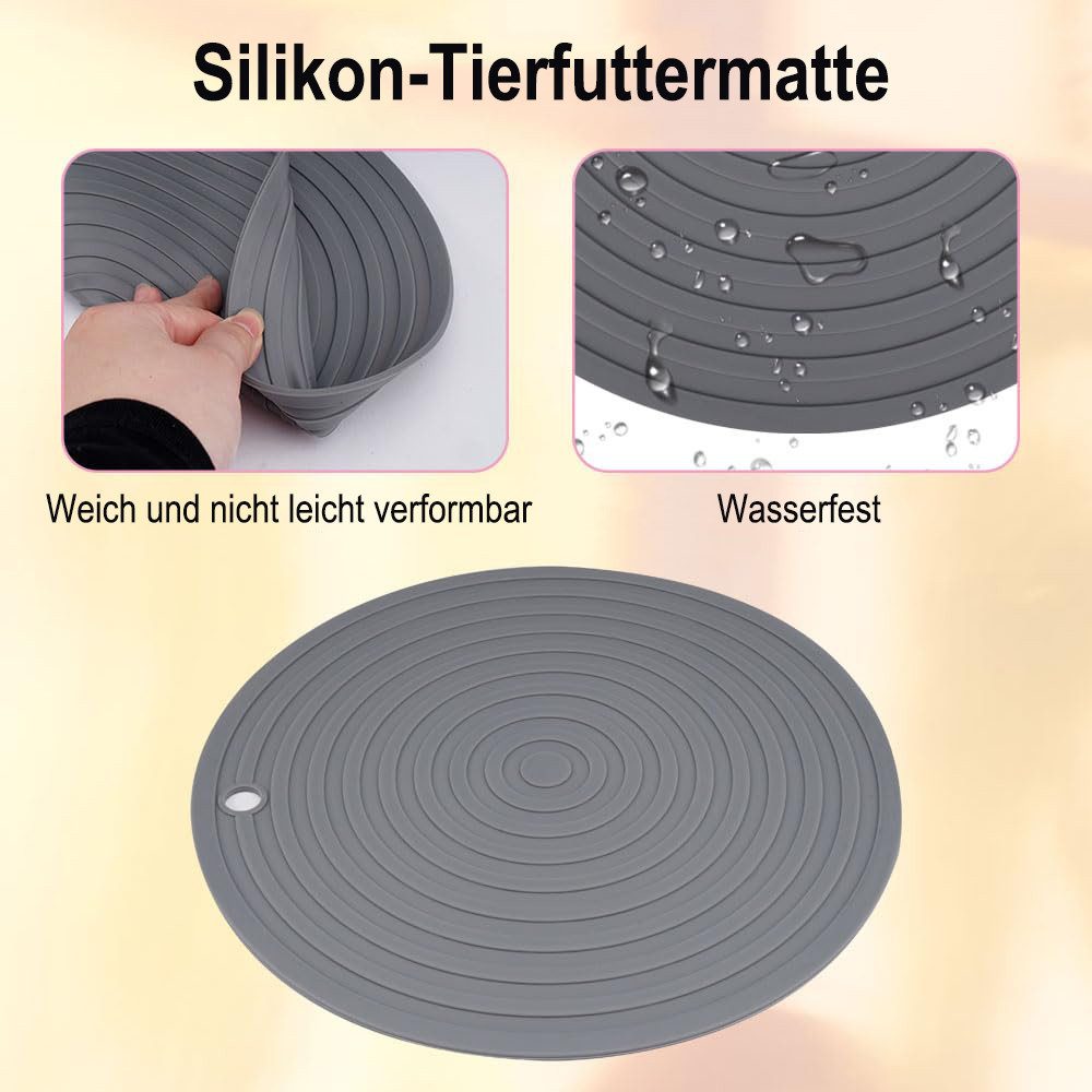 Ledander Napfunterlage 2er-Set Napfunterlage für Hunde und Katzen,– Silikon Futtermatte, geeignet für mittelgroße bis kleine Haustiere, in Pink und Grau – Bild 3 von 5