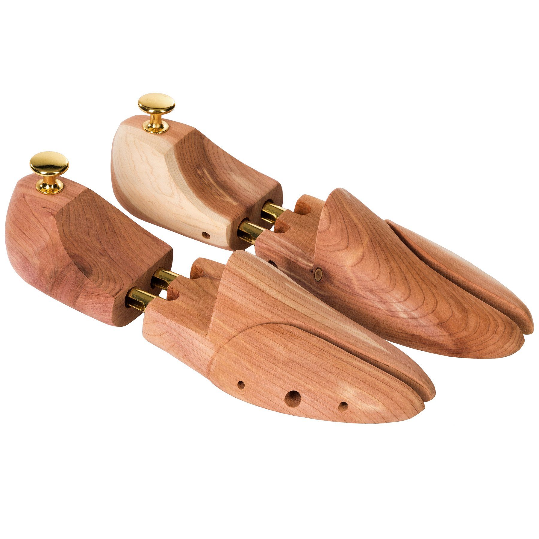 tectake Schuhspanner 1 Paar Schuhspanner, Messingknopf für einfaches Herausziehen (Stiefelspanner, für Damen- und Herrenschuhe in braun), aus Zedernholz Verhinderung von Gehfalten, hohe Feuchtigkeitsaufnahme