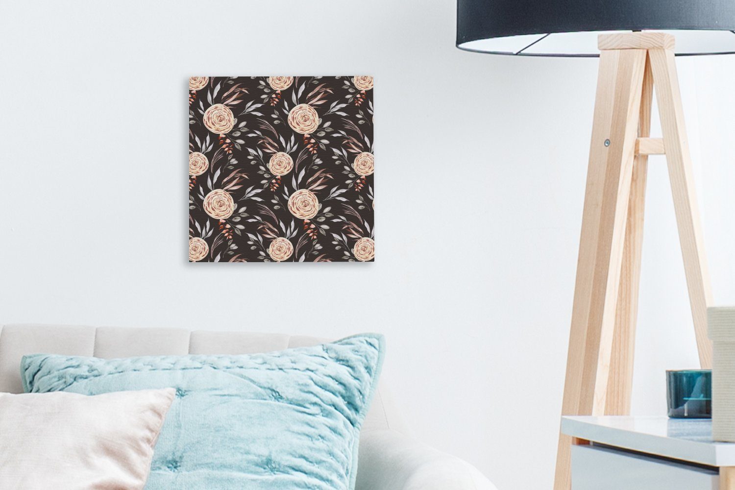 Schlafzimmer Muster, Bilder OneMillionCanvasses® Wohnzimmer - Leinwandbild (1 St), Braun - Leinwand Rosen für