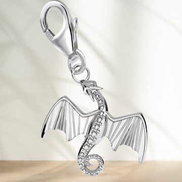 Goldene Hufeisen Charm-Einhänger Drache Karabiner Charm Anhänger für Bettelarmband 925 Silber (inkl. Etui), für Gliederarmband oder Halskette