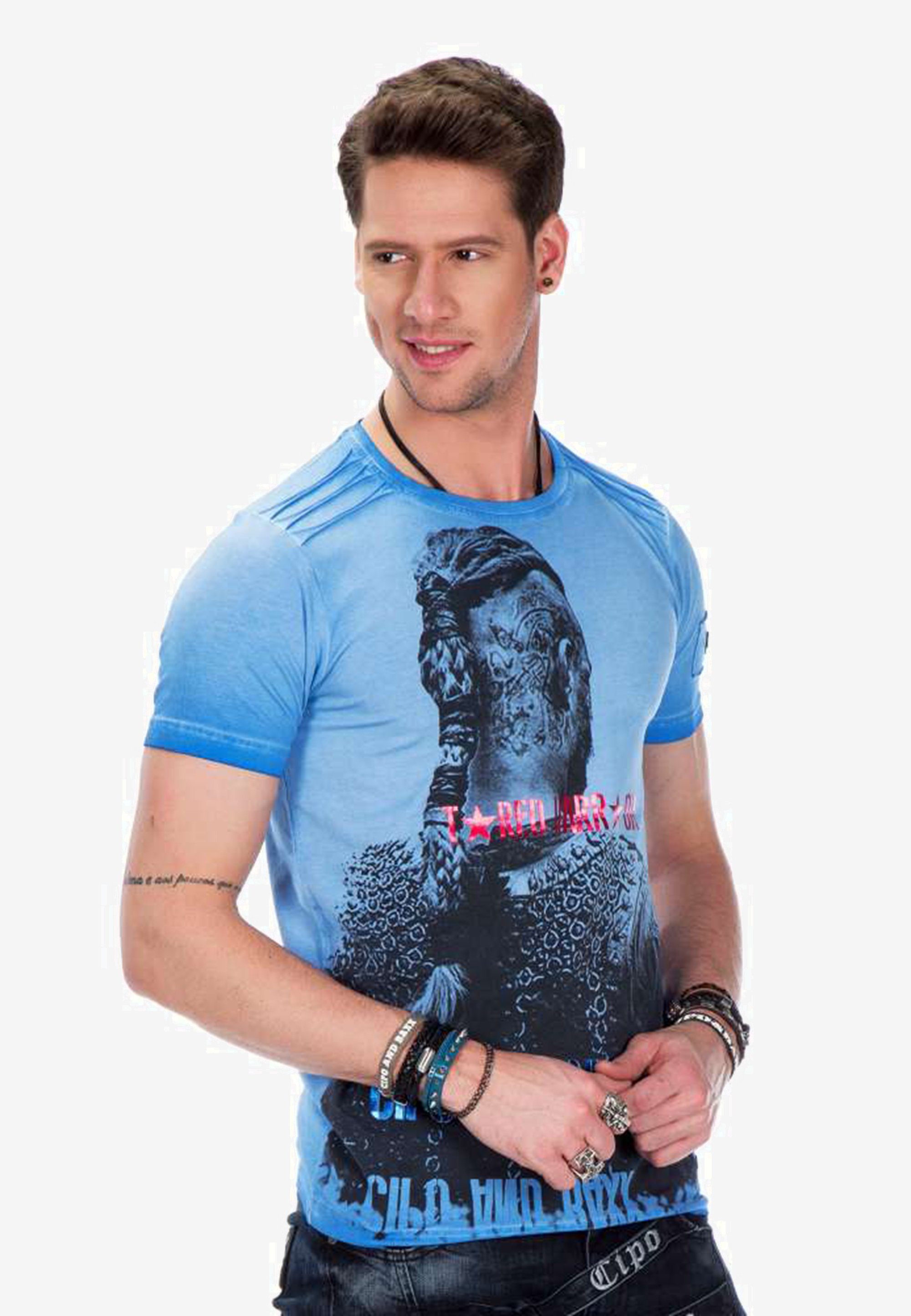 Cipo & Baxx T-Shirt mit Allover Print blau