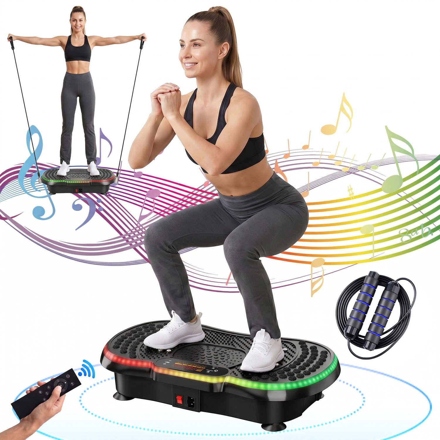 Vibrationsplatte 2026 Verbesserte 3D Vibrationsplatte mit 10 farbige LED