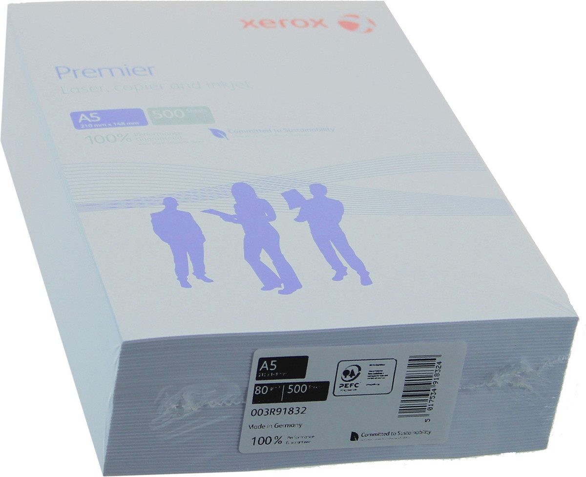 Xerox Kopierpapier Kopierpapier Premier weiß 80g/qm 210x148mm A5 VE=500 Blatt (10 Stück)
