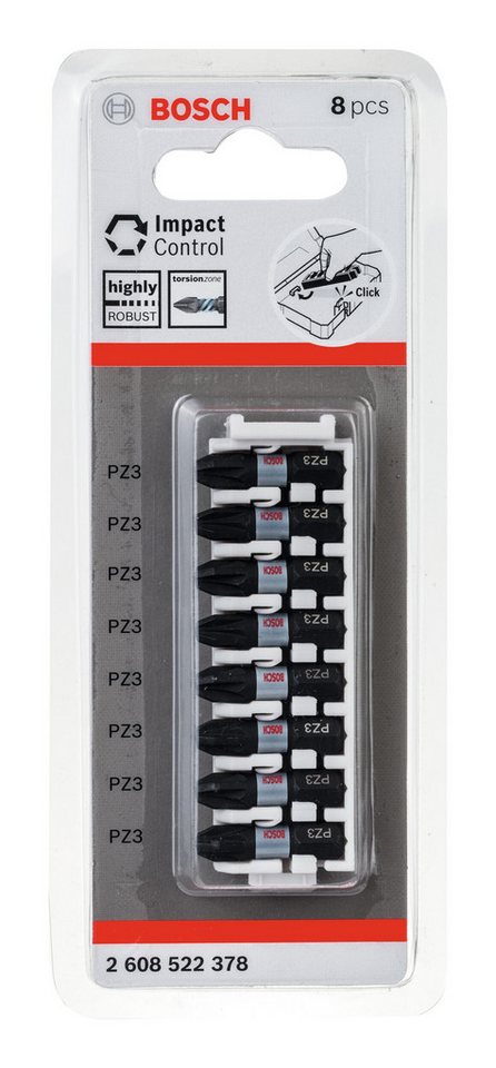 Thumbnail - BOSCH Kreuzschlitz-Bit, 8 Stück, Impact Control Schrauberbitpack - PZ 3 x 25 mm - 8er-Pack