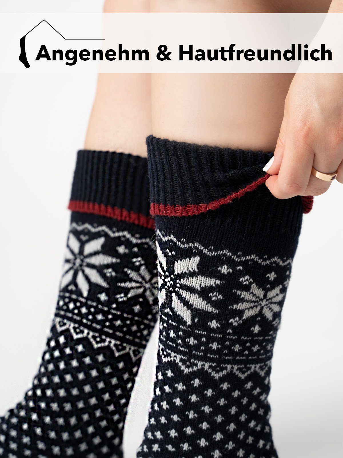 Skandinavische In "Norwegen-Lammwolle" Norwegischem Warm Socken 70% Mit Navy Design Aus HomeOfSocks Hyggelig Wollsocke Lamm Socken Wollanteil Dicke Kuschelsocken Nordic Hohem Wolle