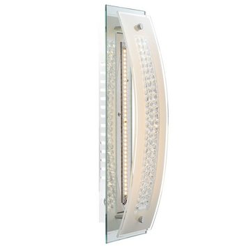Globo LED Wandleuchte, LED-Leuchtmittel fest verbaut, Warmweiß, LED 7,2 Watt Wandleuchte Beleuchtung Chrom Glas satiniert edel