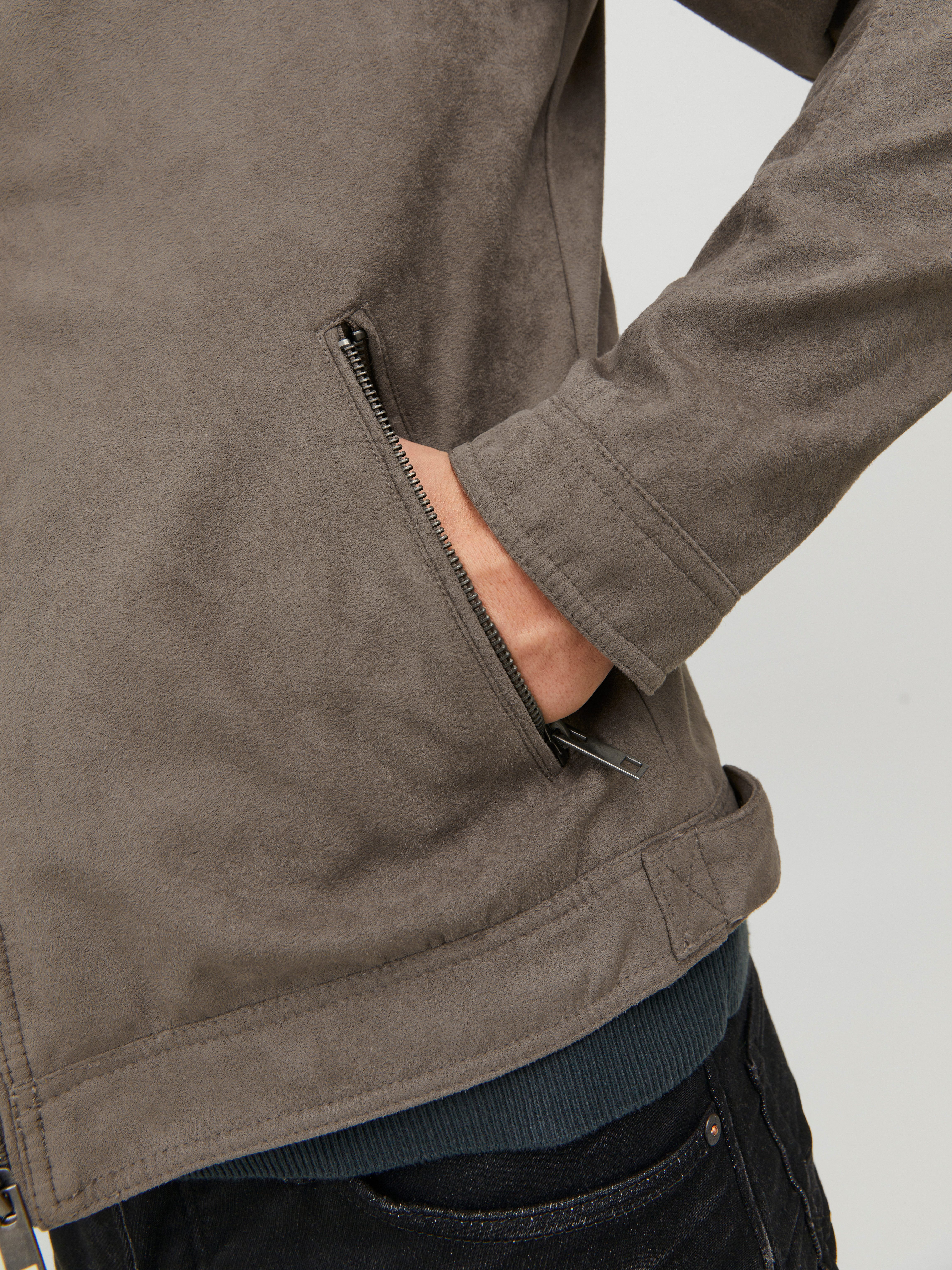 Jack & Jones Lederimitatjacke JJEROCKY in Kunstlederoptik mit Reißverschlusstaschen unifarben, modisch, regular fit, Lederimitat