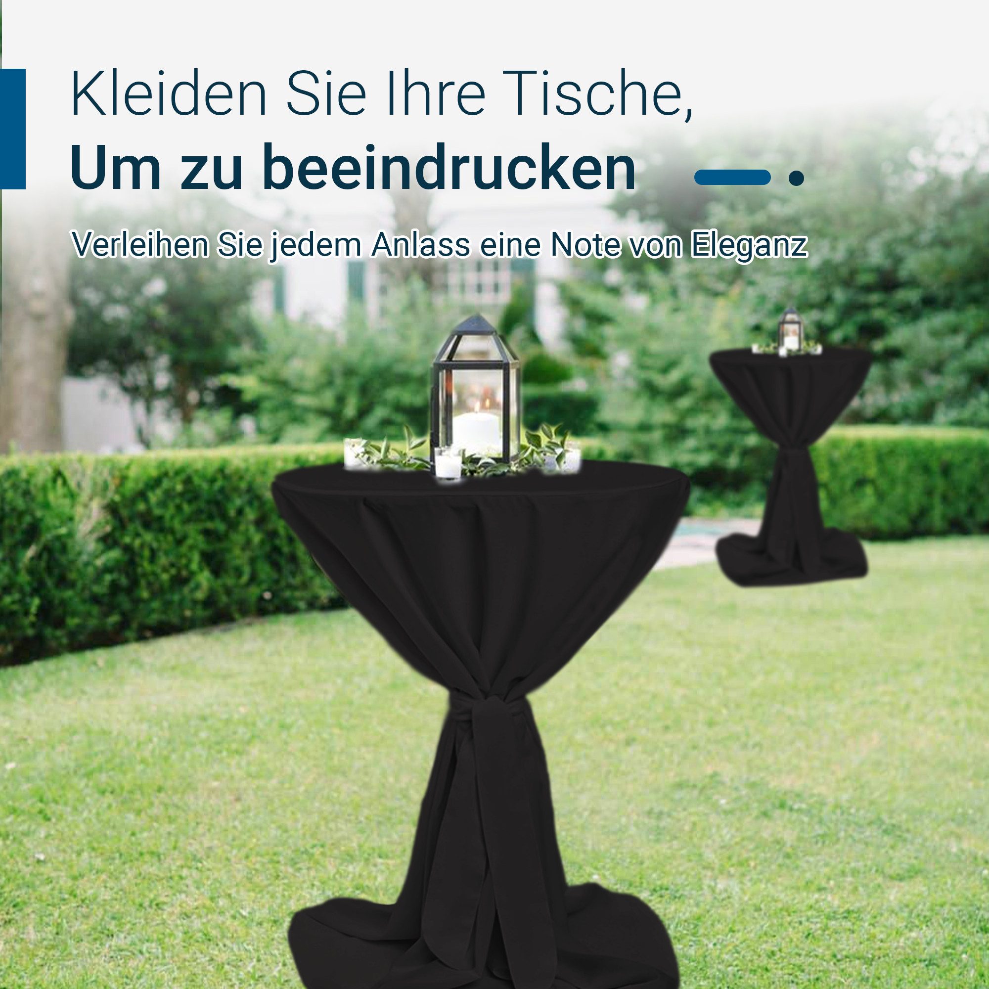 TexDeko Stehtischhusse Premium für Bistrotisch mit Schleifenband Bartisch-Überzug blickdicht, unifarben, Farbe & Durchmesser: nach Wahl – Bild 5 von 5