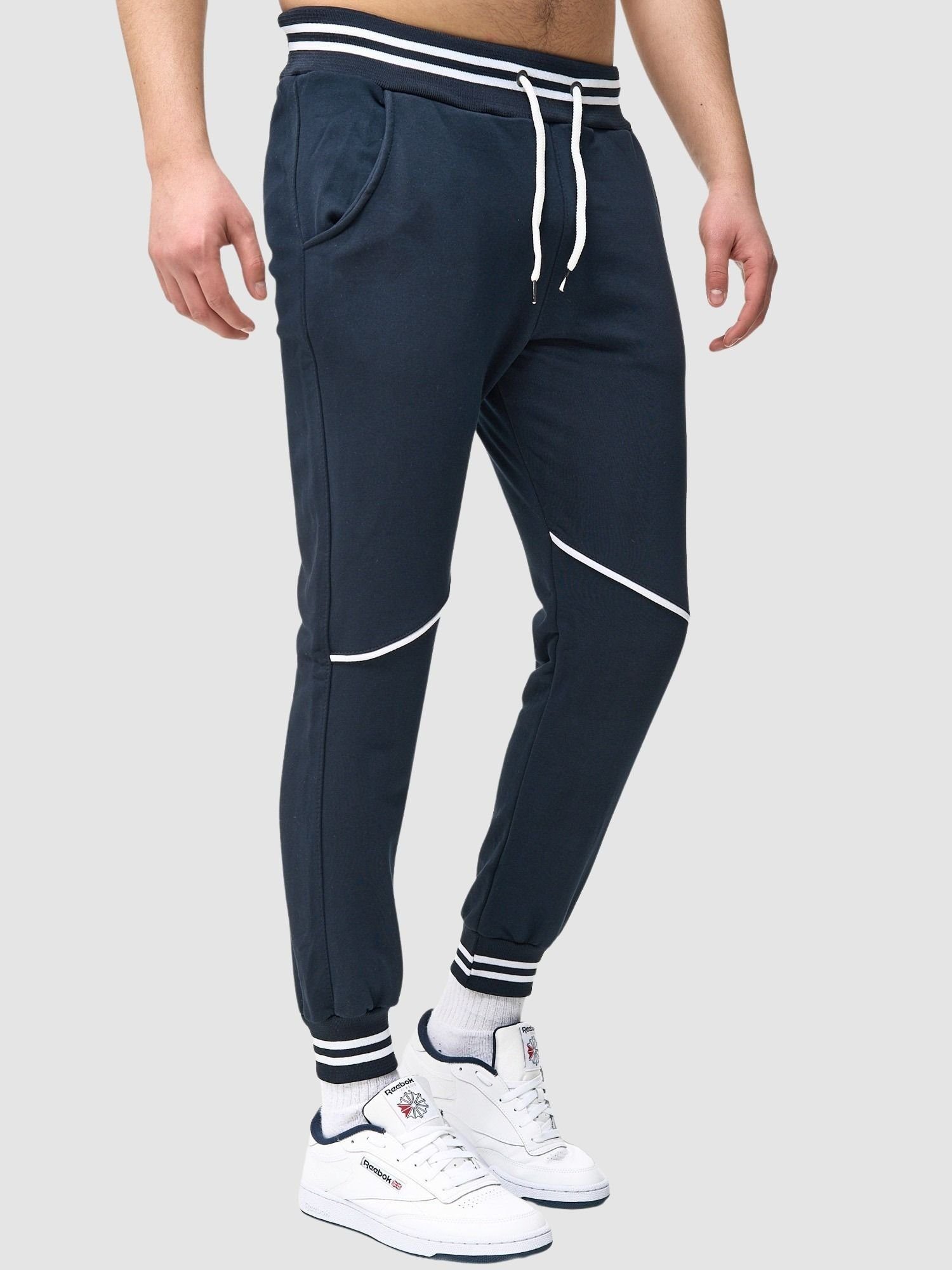 Trainingshose Fitness Freizeit Stripe Kayna Herren Casual Navy Jogginghose Sweatpants, Sport 1-tlg) hose (Sporthose Männer Sweatpants Jogginghose John Trainingshose