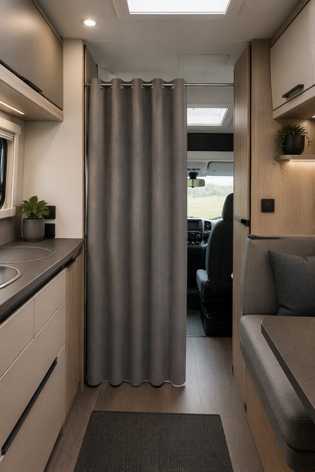 novumfix Türvorhang Filzvorhang Caravan & Wohnmobil, 138x175cm(BxH) Raumteiler, verdunkelnd, Lärmdämmend