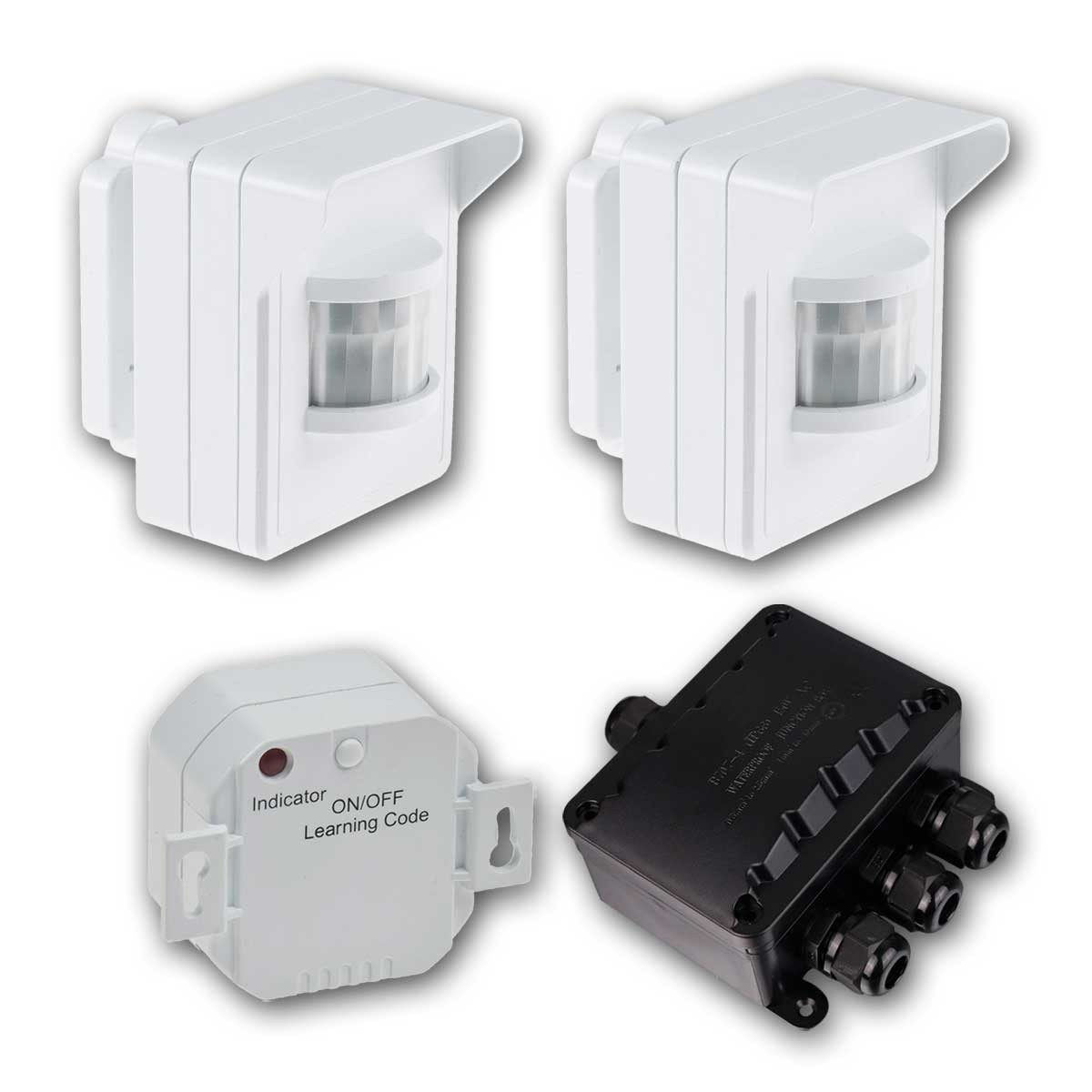 ChiliTec Bewegungsmelder 2er Set Funk-Außen-Bewegungsmelder & Empf. ws IP44