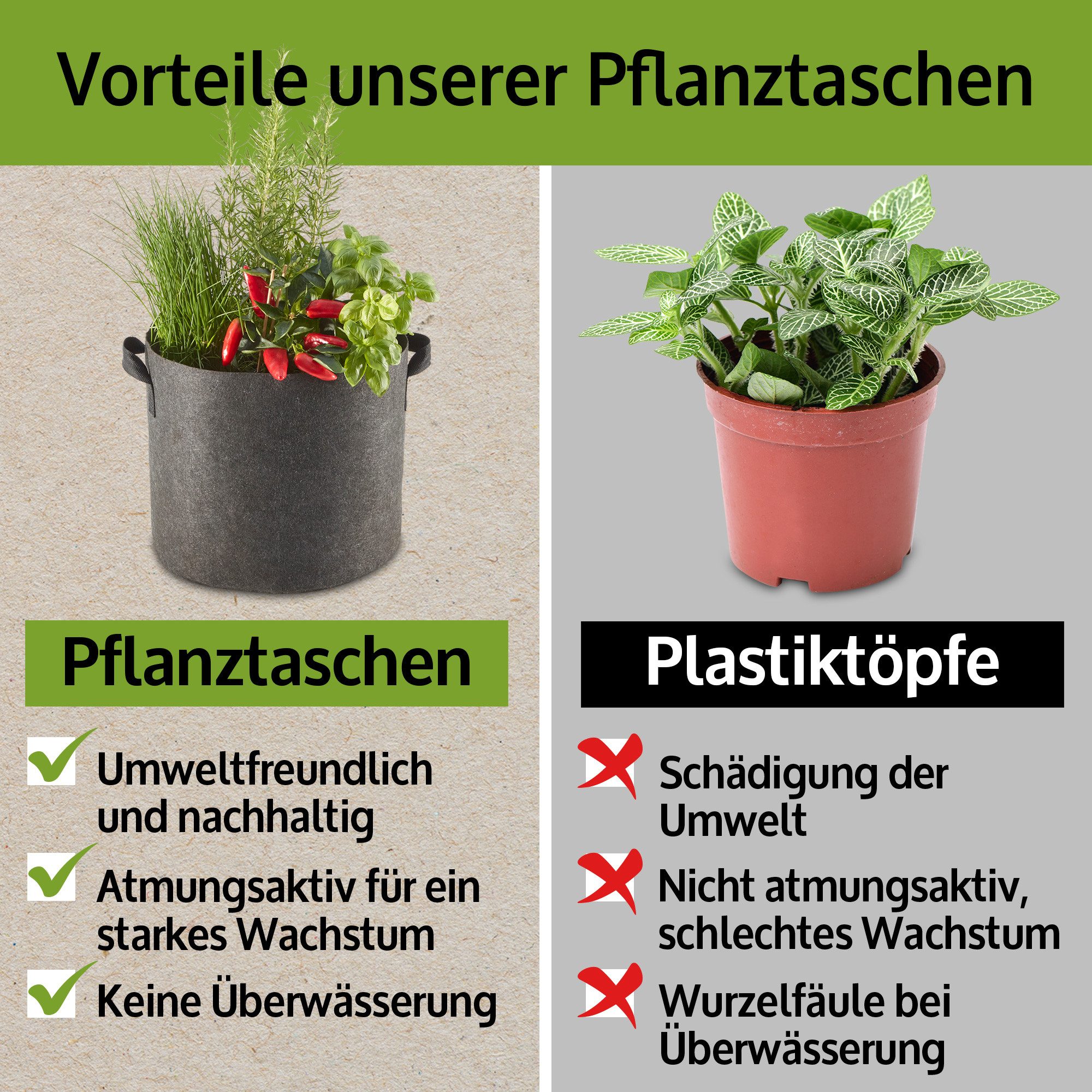 Zooprinz Pflanzkübel Pflanzsack Pflanztaschen 6er Sets günstig online kaufen