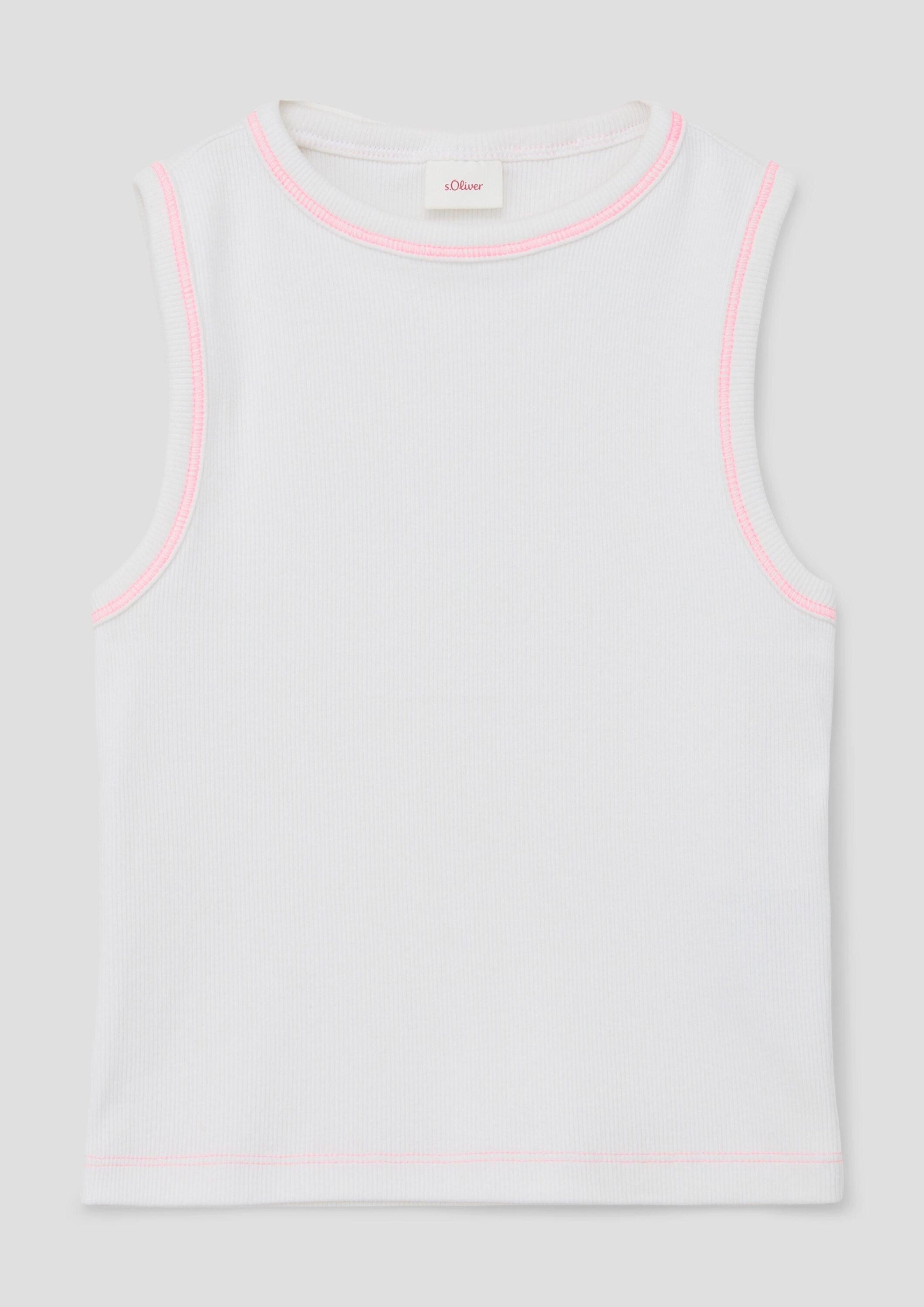 s.Oliver Muskelshirt T-Shirt Geripptes Tanktop mit Ziernähten