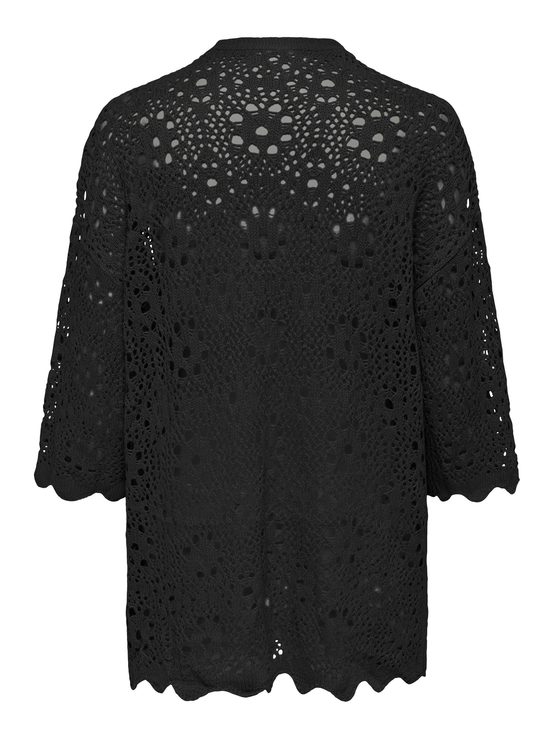 pieces Strickjacke JDY – Häkeljacke Damen 3/4 Arm – Offene Strickjacke mit V- Häckeldetails