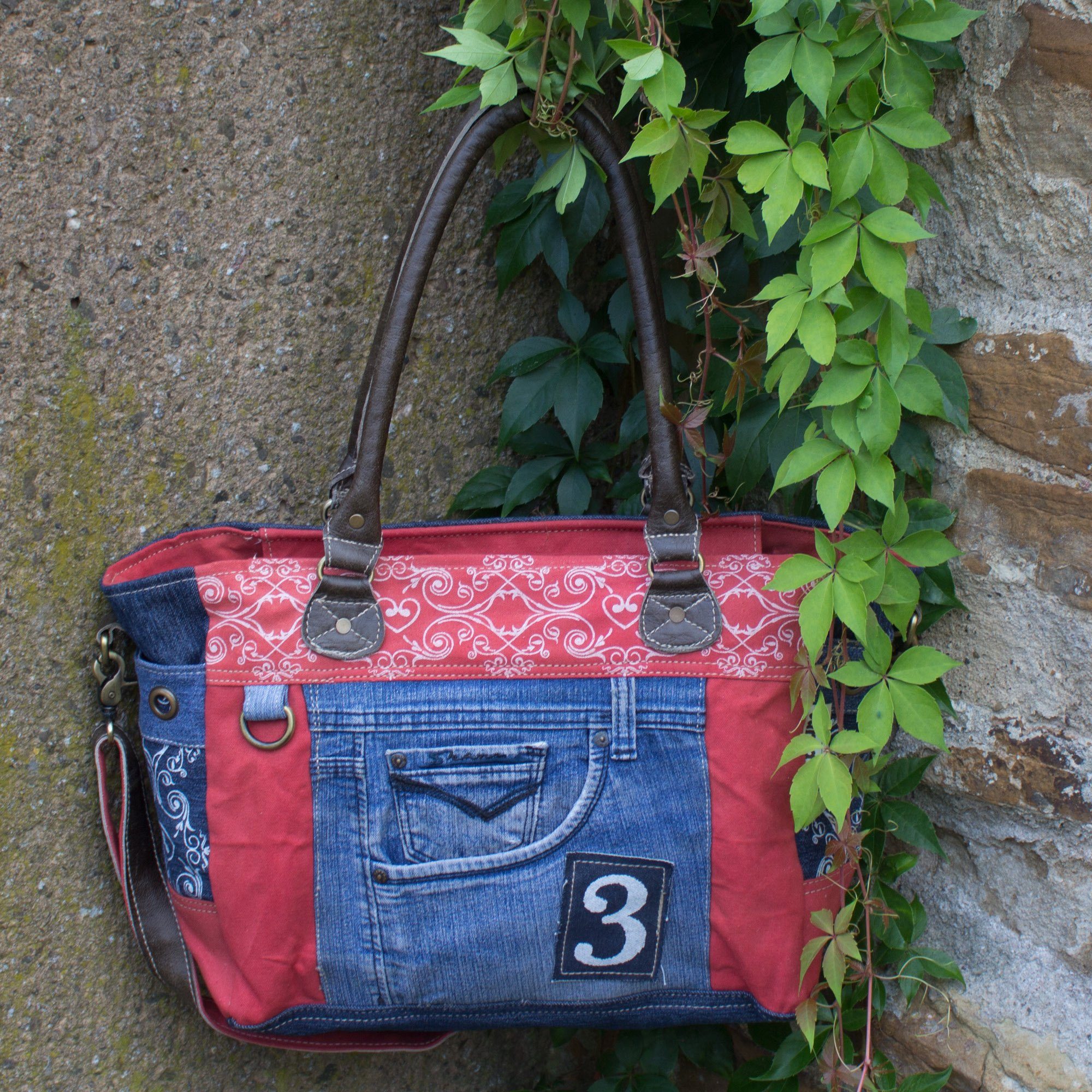 Sunsa Messenger Bag Damen Handtasche XXL Schultertasche Tasche, Aus recycelten Materialien