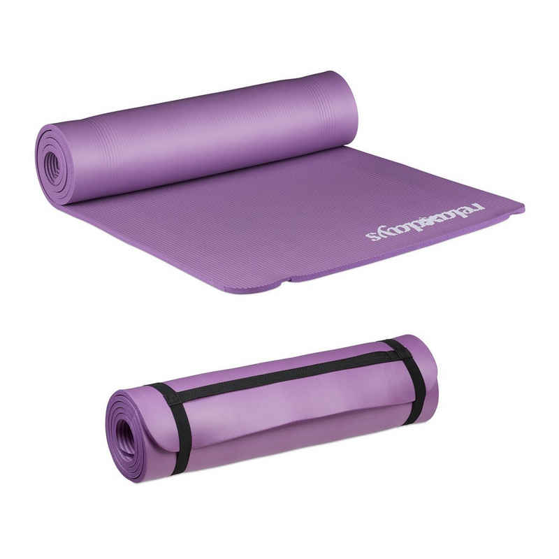 relaxdays Yogamatte 2 x Yogamatte 1 cm dick lila