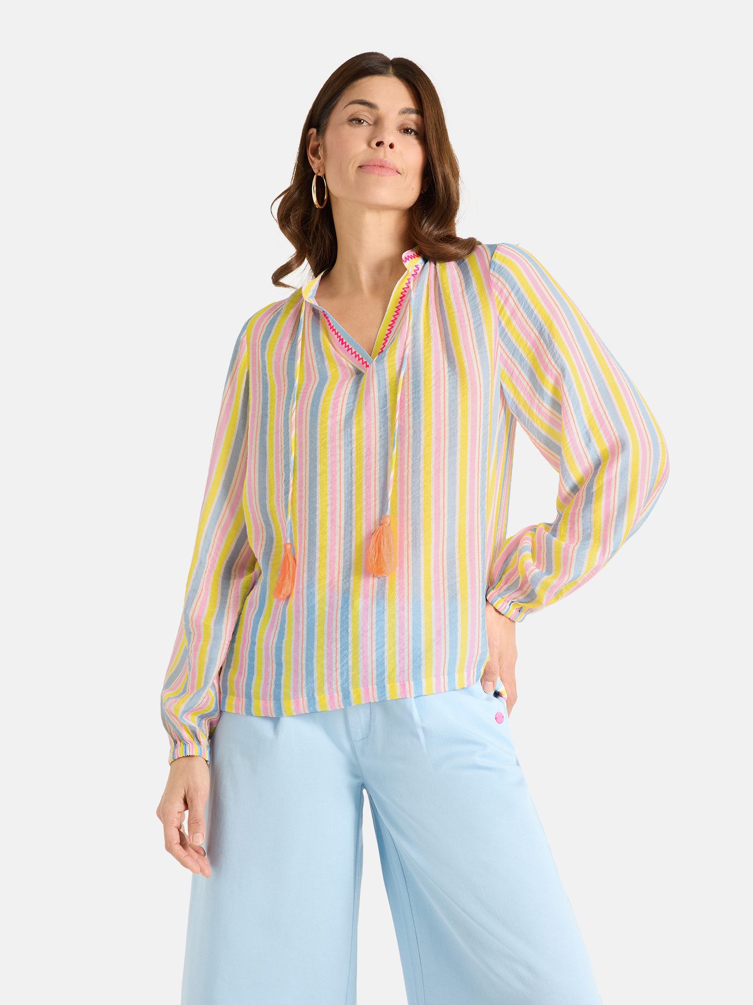 Lieblingsstück Langarmbluse ClaireL mit Bindebändern, Viskose-Mix