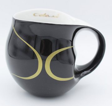 Colani Tasse Becher Kaffeetasse Kaffeebecher Loop Schwarz Gold 260ml, Porzellan, Colani Schriftzug, im Geschenkkarton