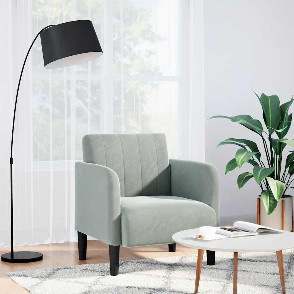 vidaXL Sessel, Sessel mit Armlehnen Hellgrau 54 cm Samt