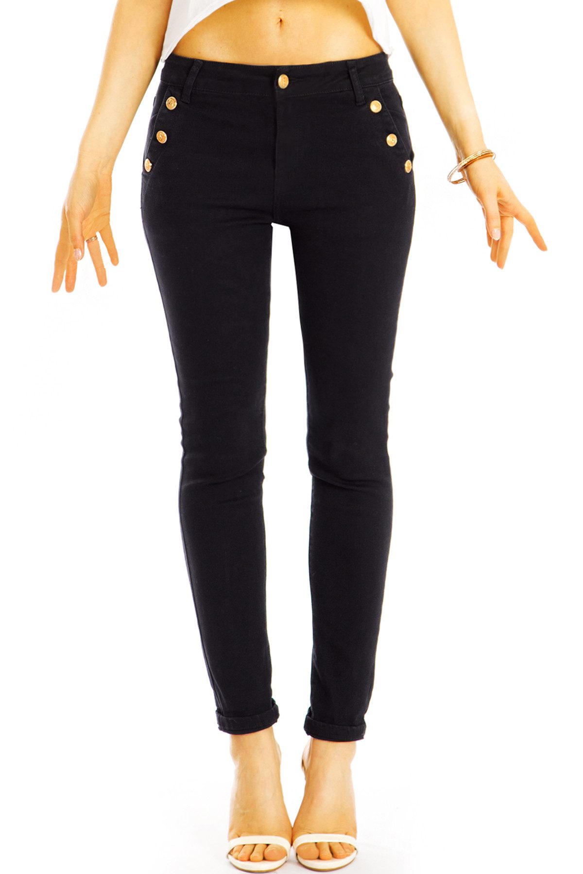 be styled Slim-fit-Jeans Medium waist slim fit Jeans Hosen mit Knopfleisten - Damen - j3p Nieten