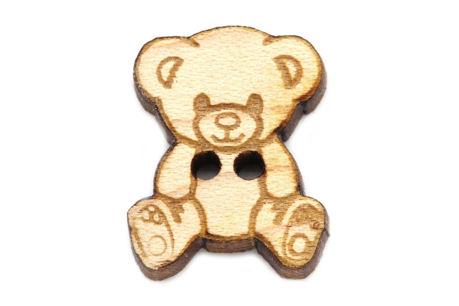 NaturSchatulle Knopf Holzknöpfe Motive, 10 Stück diverse Holzarten 2 Loch Ремесло Nähen Annähen Teddy Handmade