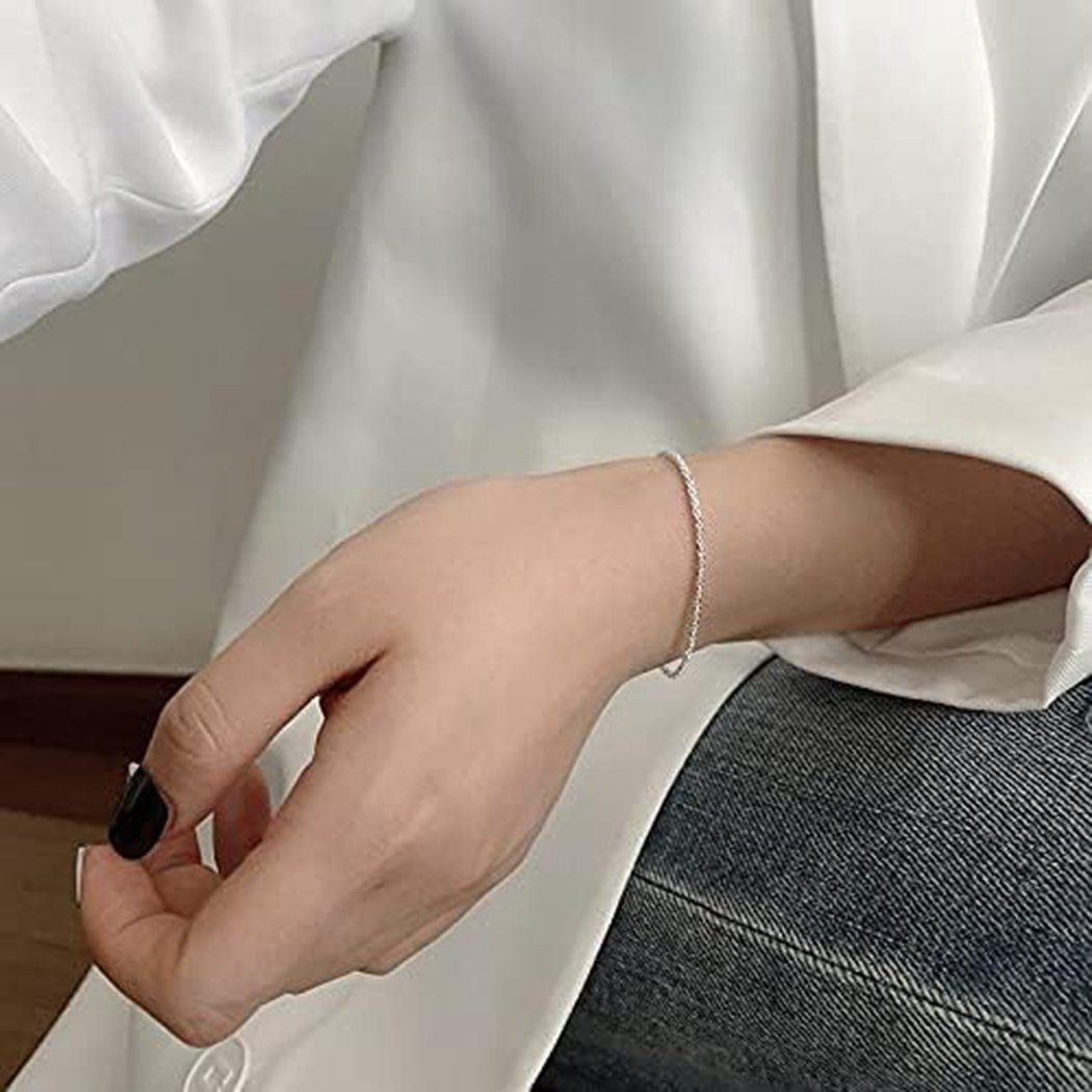 TUABUR Charm-Armband Verstellbares Armband Silberarmband für Damen. Funkelndes