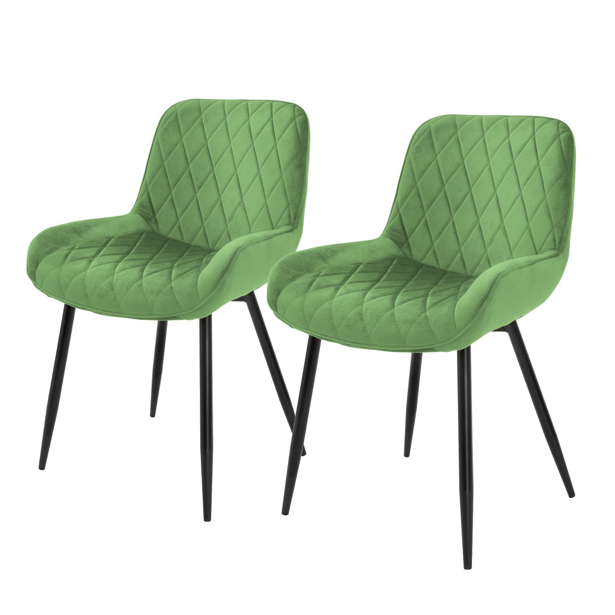ML-DESIGN Stuhl Esszimmerstuhl Küchenstühle Polsterstühle Wohnzimmerstühle (2er Set), 2er Set t Grün Samt Metallbeine