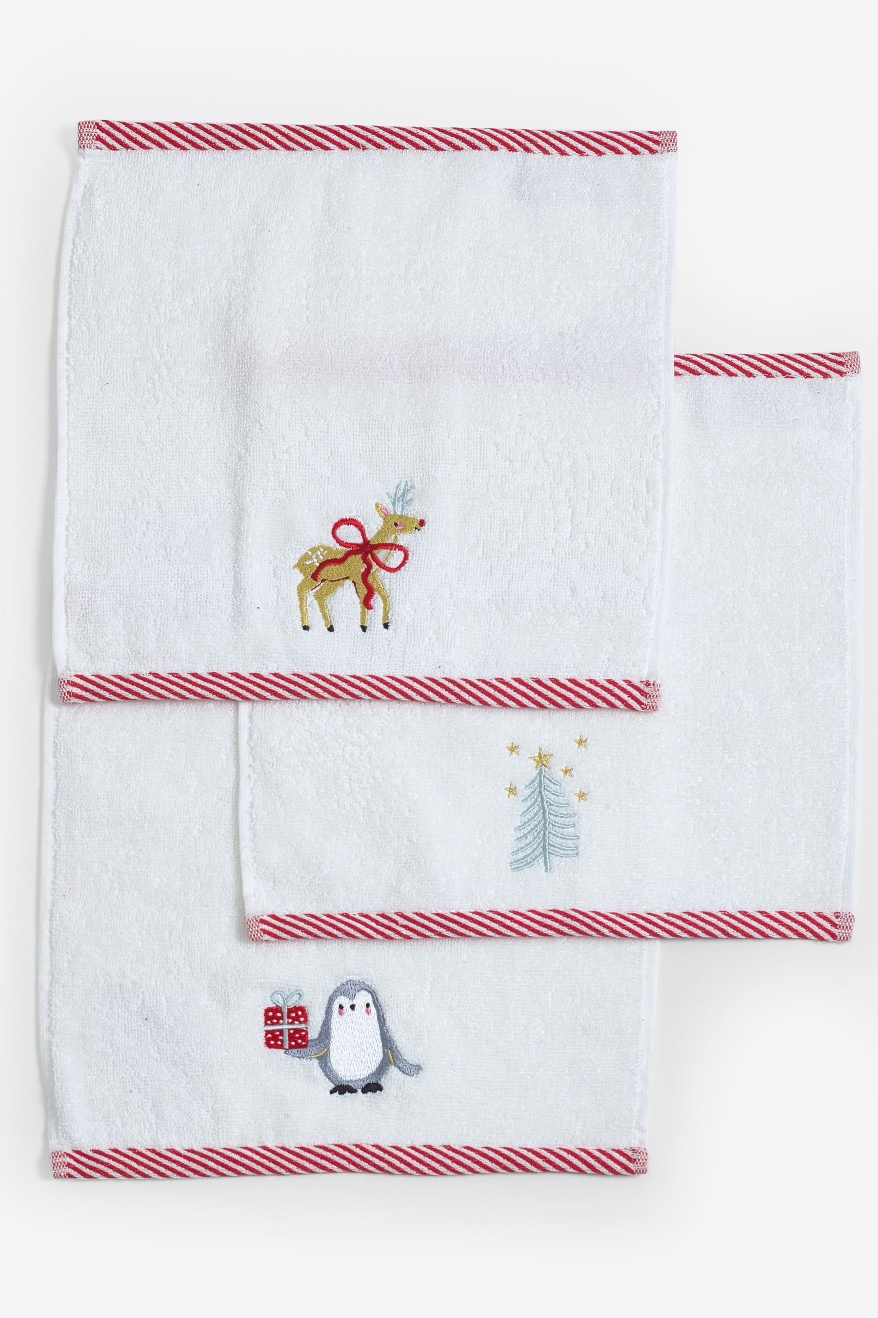 Next Waschlappen Weihnachten Waschlappen aus Baumwolle im 3er-Pack (3-tlg) | Waschhandschuhe